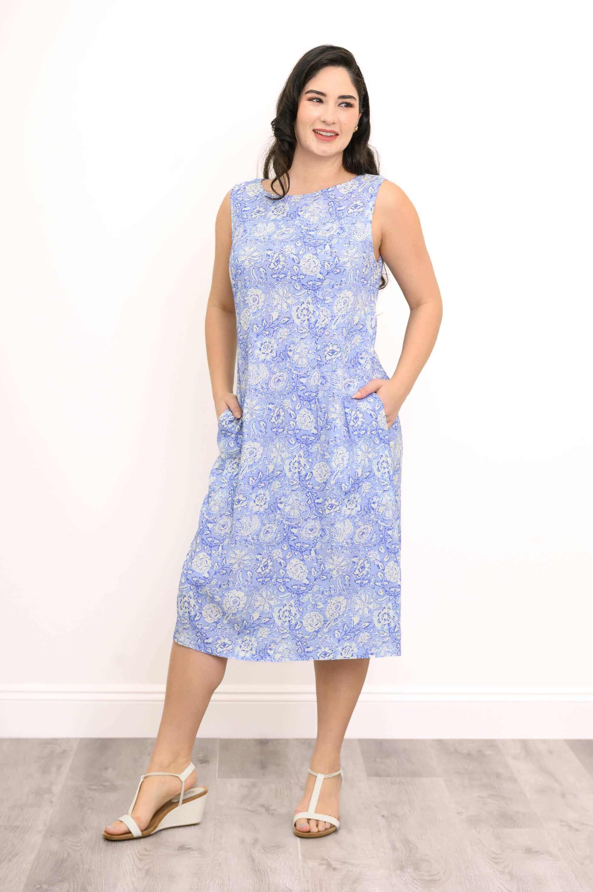 Patricia Dress, Peri Teatime, Linen Bamboo - Image 3