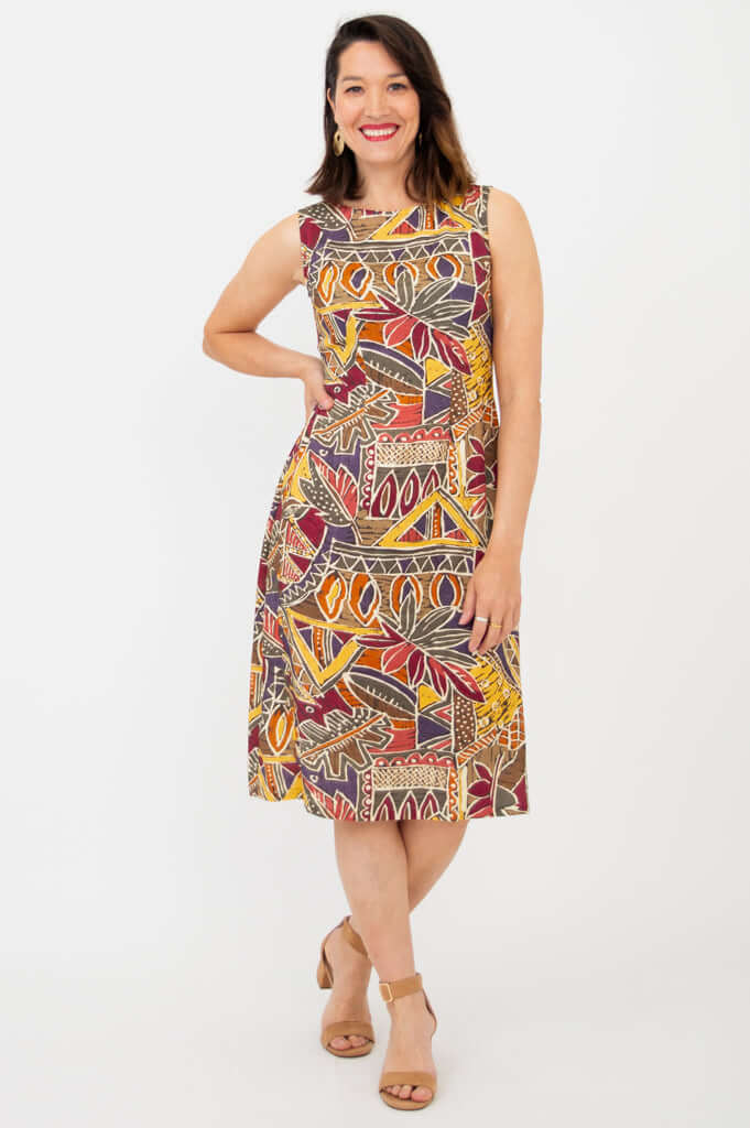Patricia Dress, Tropikal, Linen Bamboo
