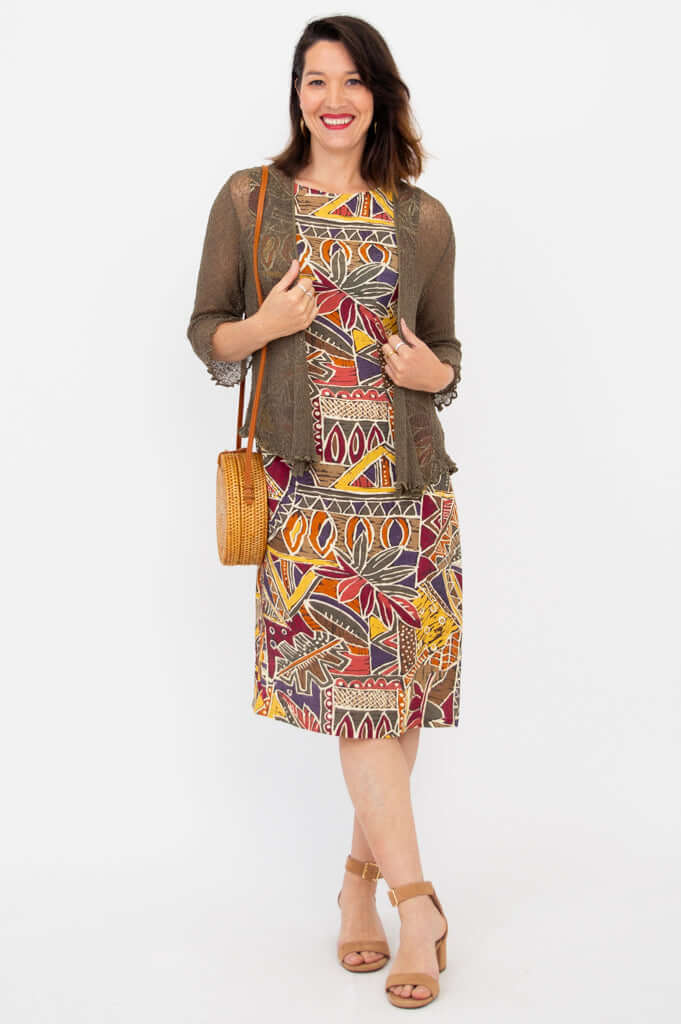 Patricia Dress, Tropikal, Linen Bamboo - Image 2