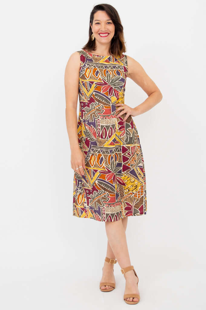 Patricia Dress, Tropikal, Linen Bamboo - Image 3