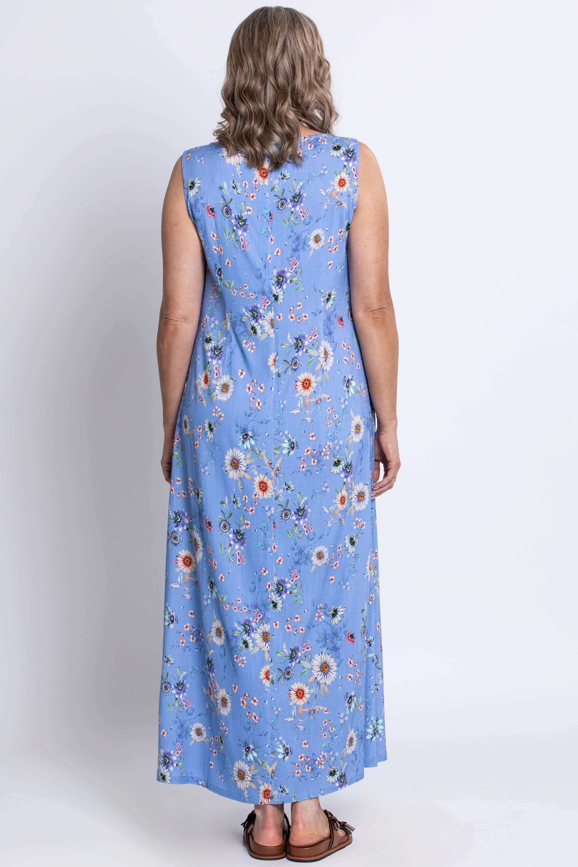 Patricia Long Dress, Peri Daisy, Linen Bamboo - Image 7
