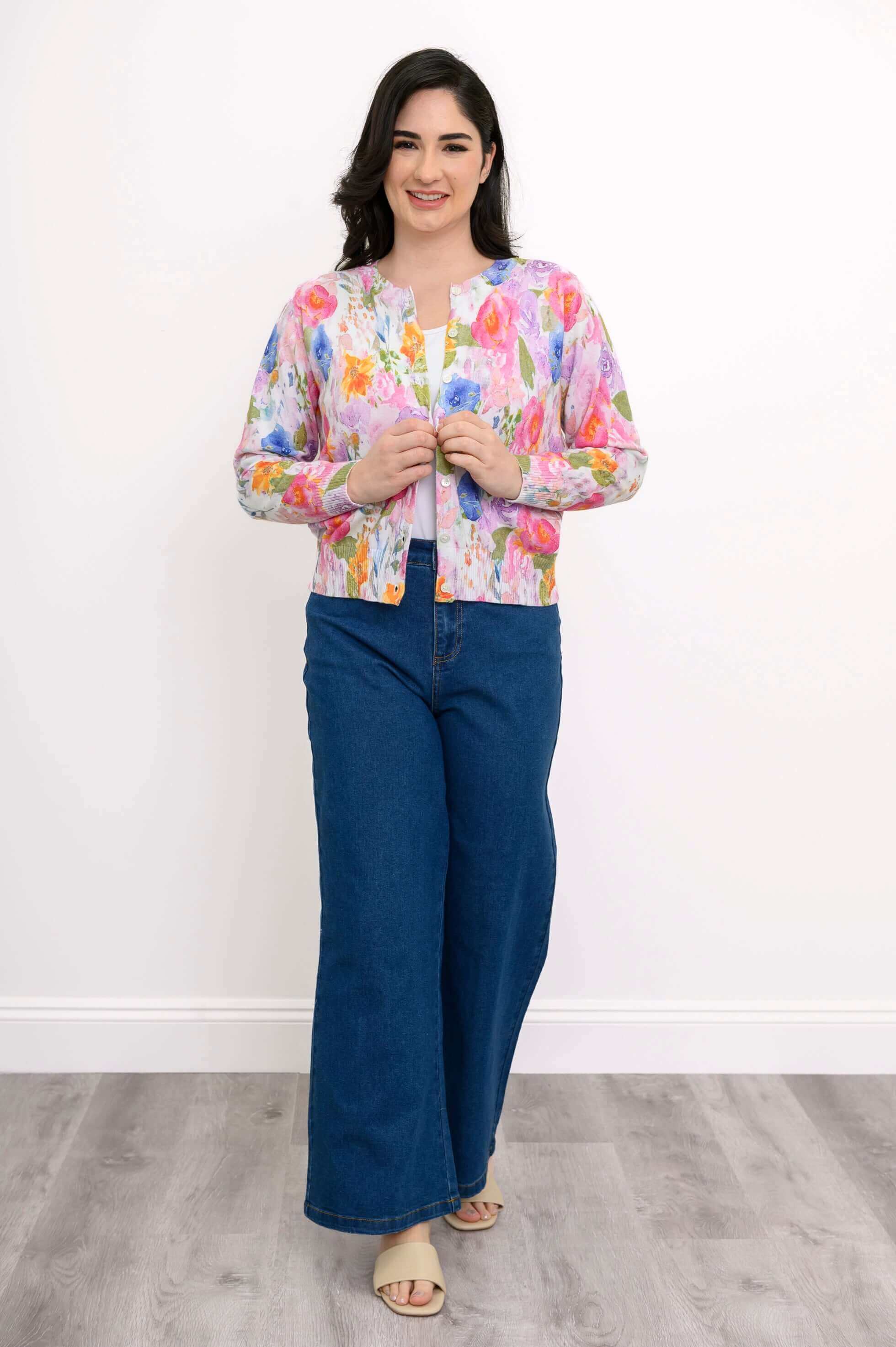 Patti Cardigan, Pink Bouquet, Cotton - Image 2