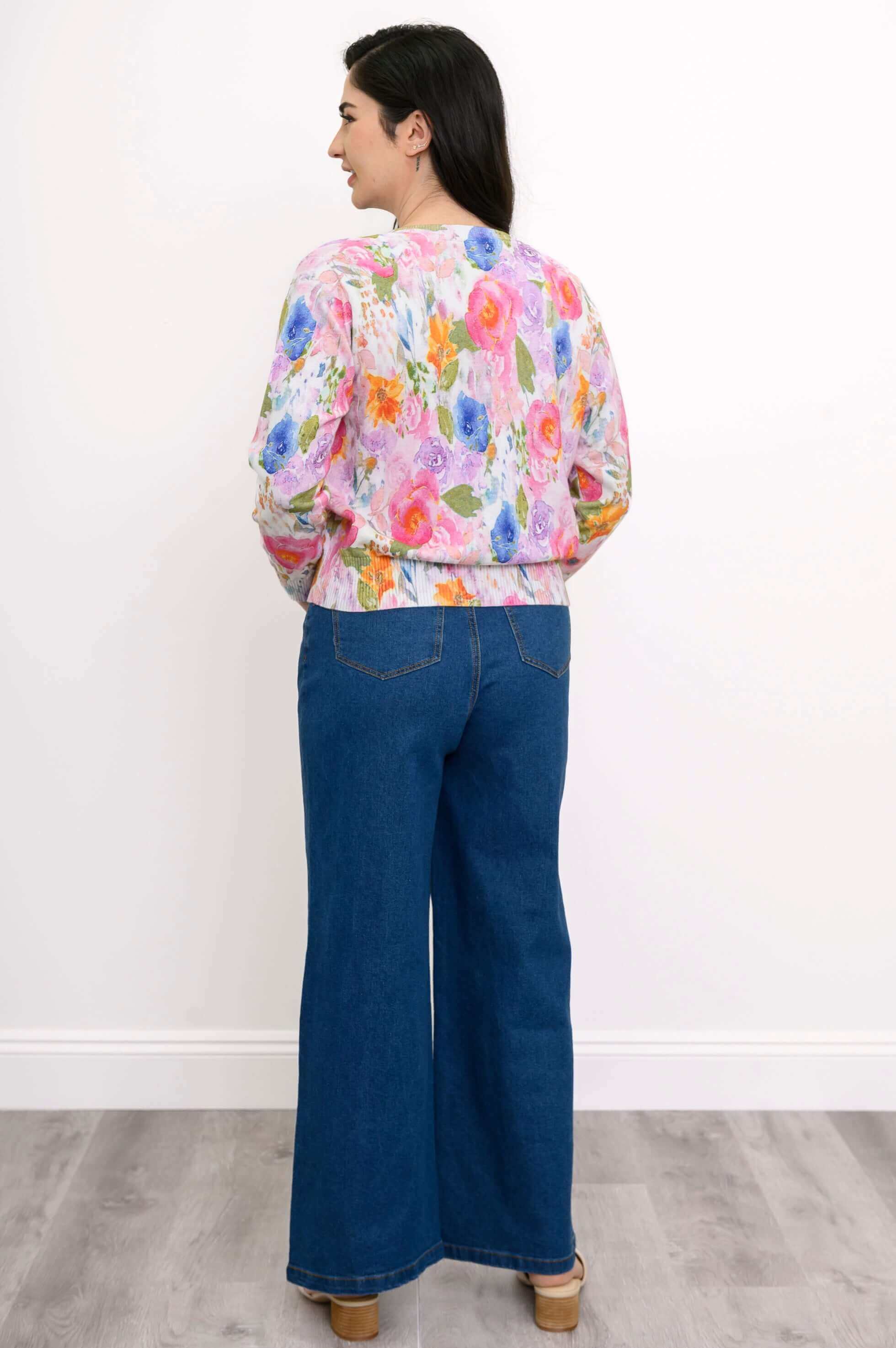 Patti Cardigan, Pink Bouquet, Cotton - Image 5
