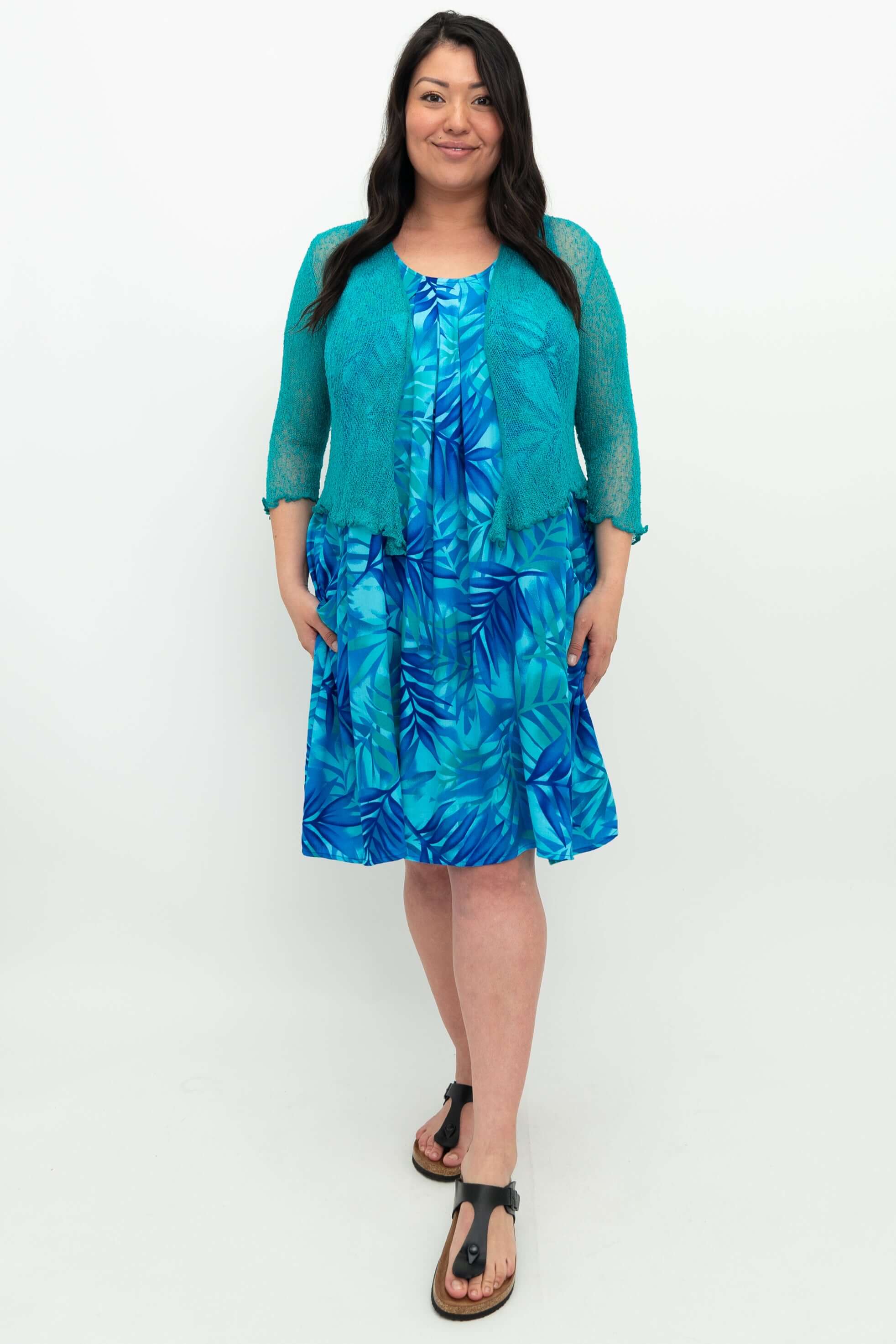 Peachy Dress, Turq Palm - Image 2