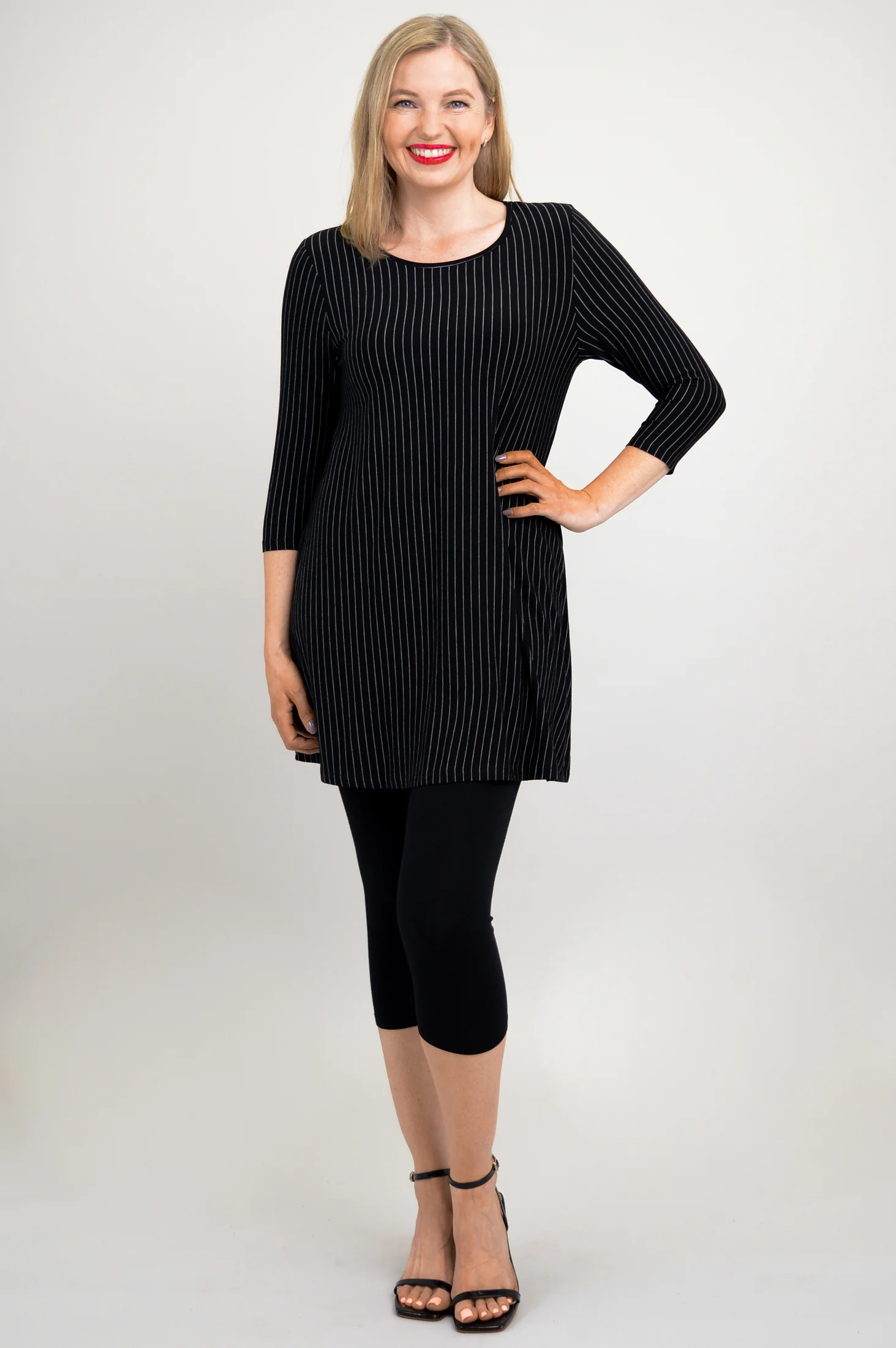 Perfect Tunic, BW Pin Stripe, Bamboo - Final Sale - Image 3