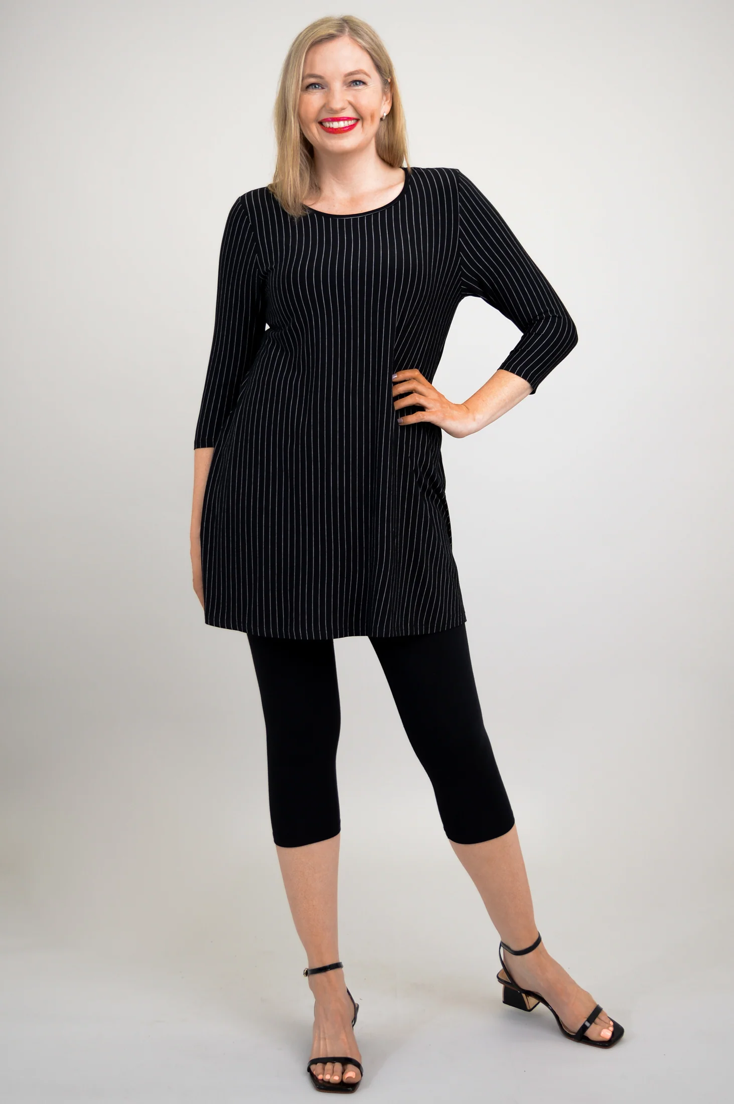 Perfect Tunic, BW Pin Stripe, Bamboo - Final Sale - Image 4