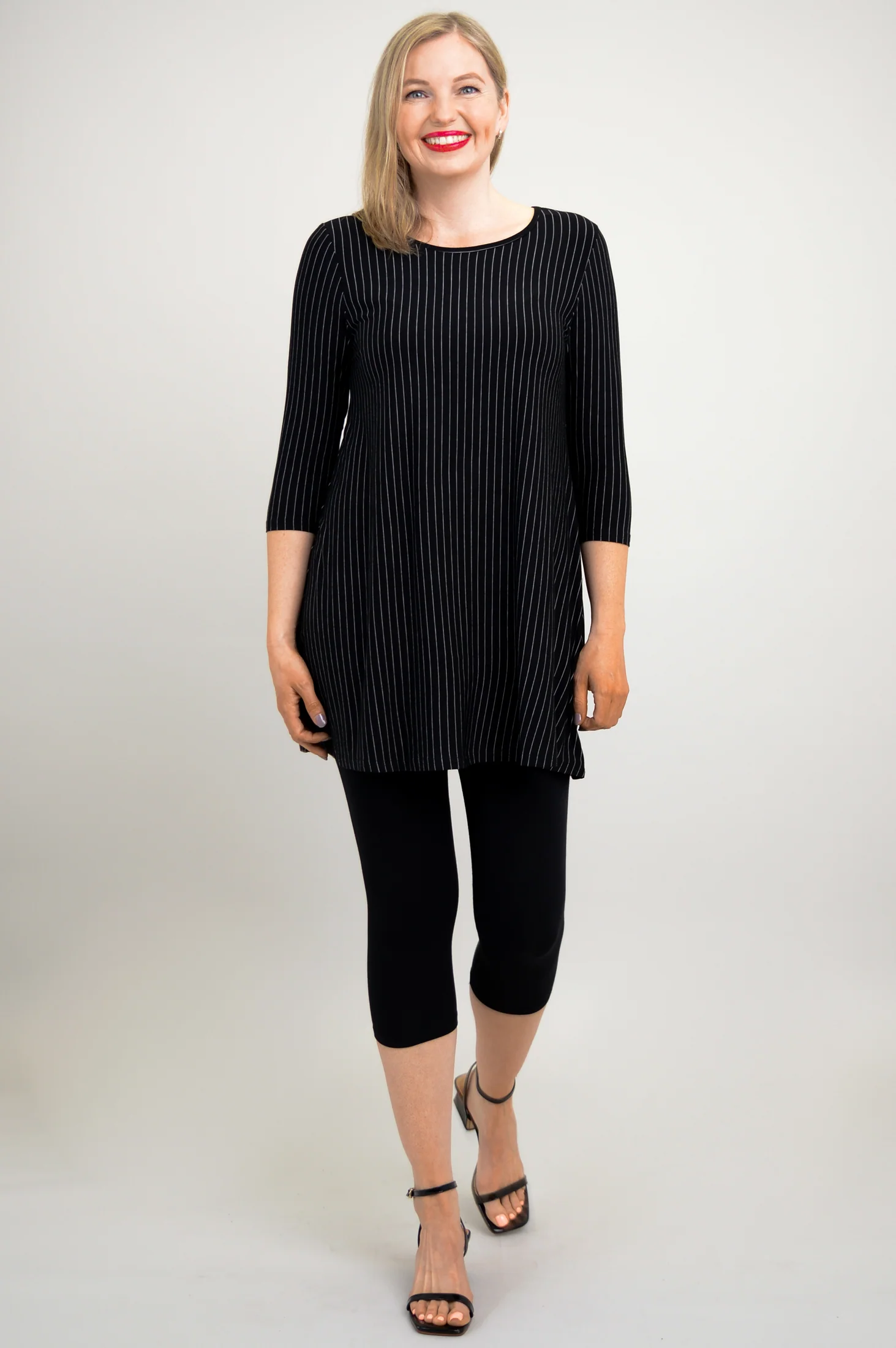 Perfect Tunic, BW Pin Stripe, Bamboo - Final Sale - Image 6