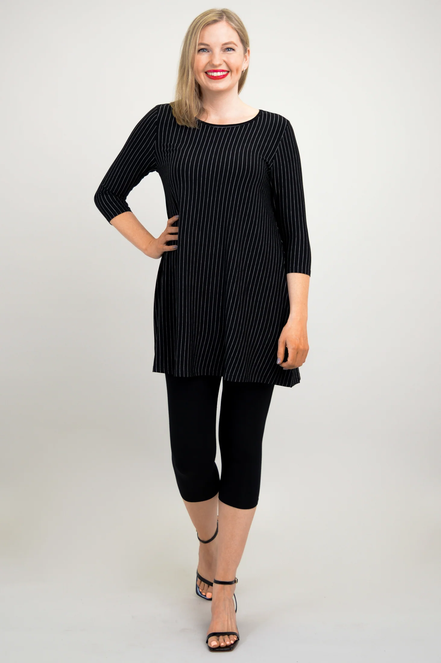 Perfect Tunic, BW Pin Stripe, Bamboo - Final Sale - Image 7