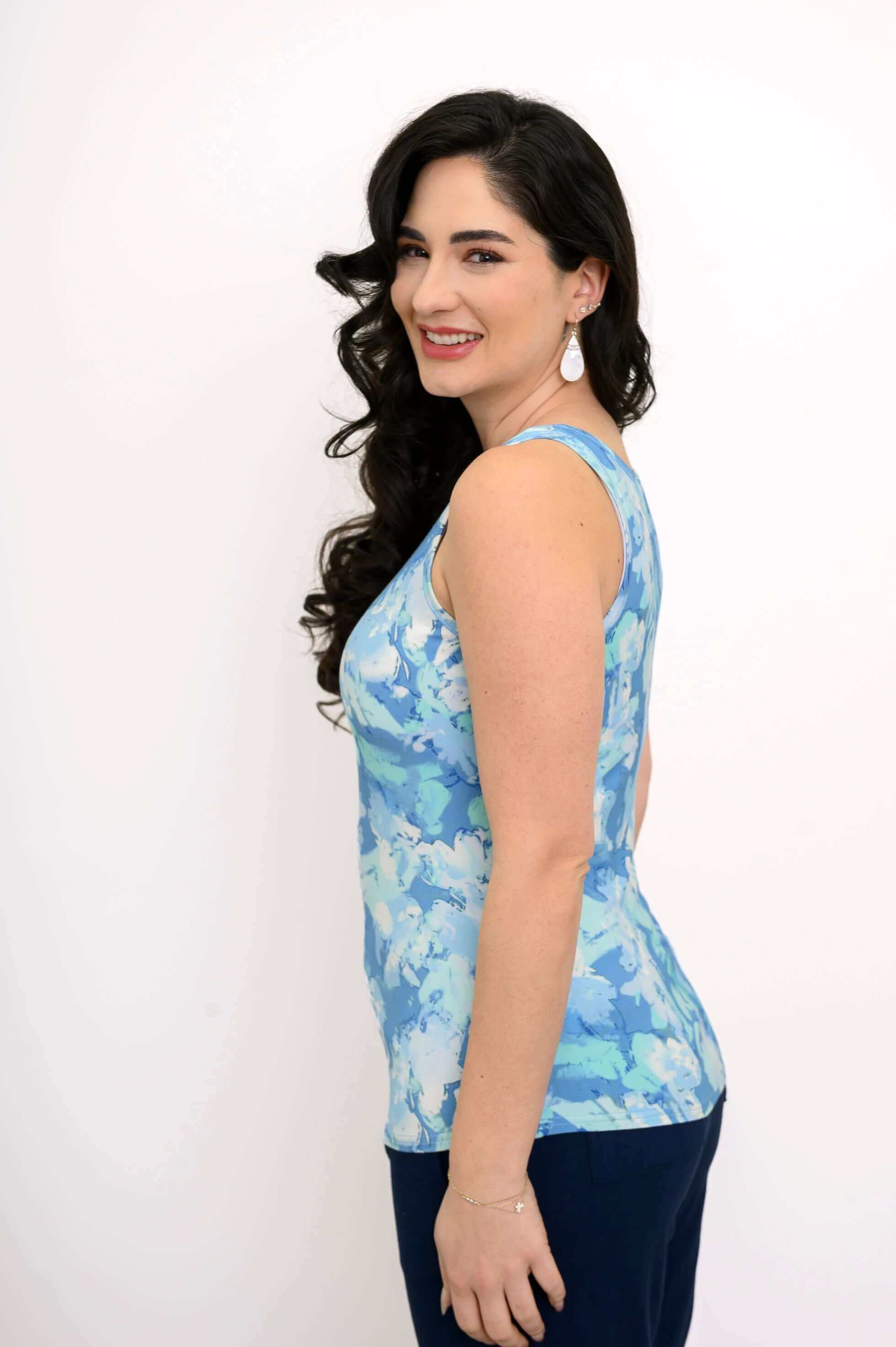 Reanna Tank, Denim Clouds, Bamboo - Image 3