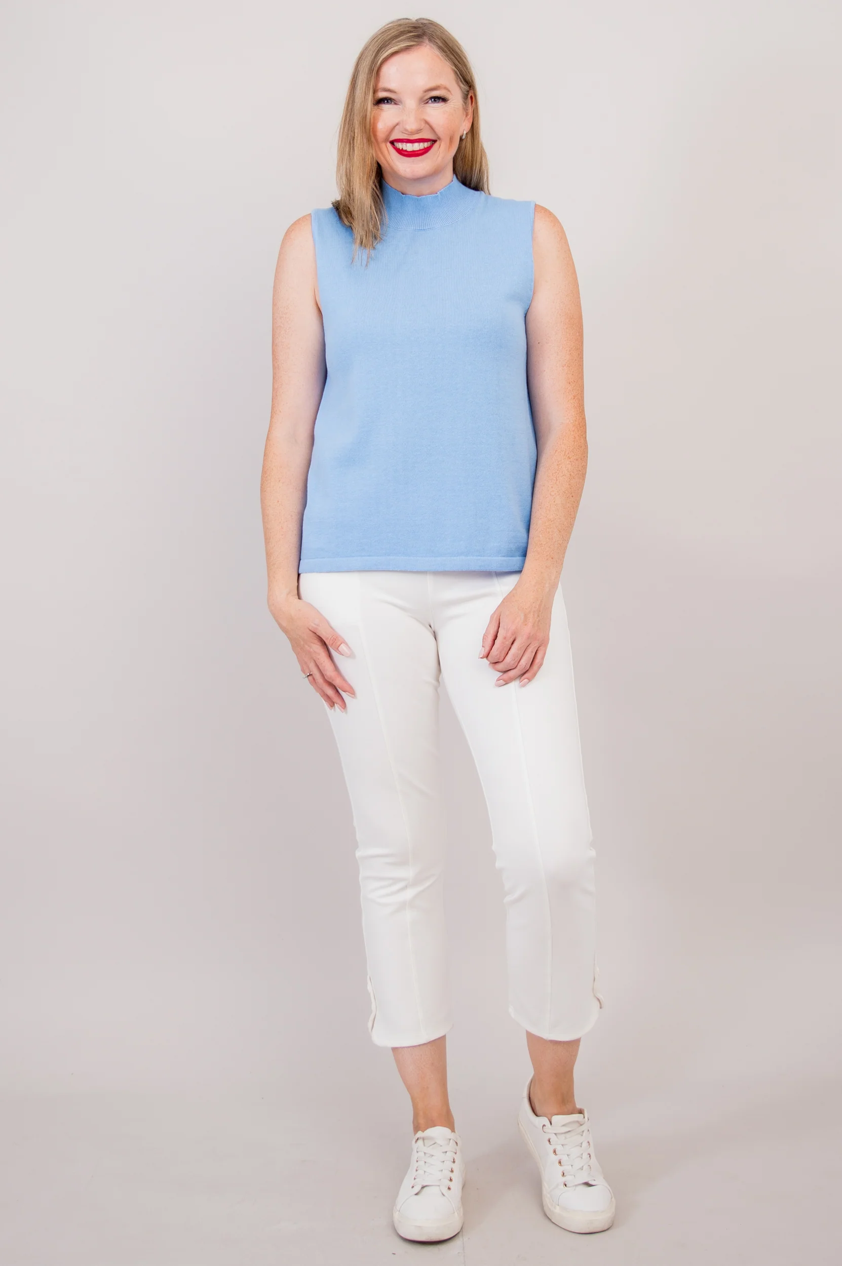 Reena Tank, Blue, Cotton - Final Sale - Image 3