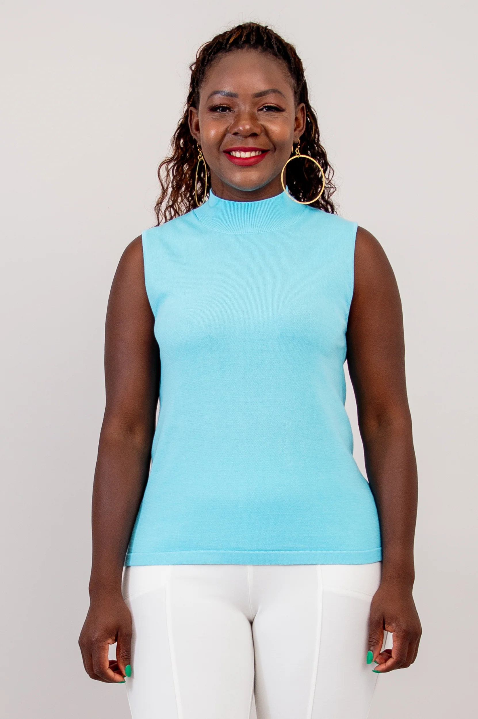 Reena Tank, Turquoise, Cotton - Final Sale