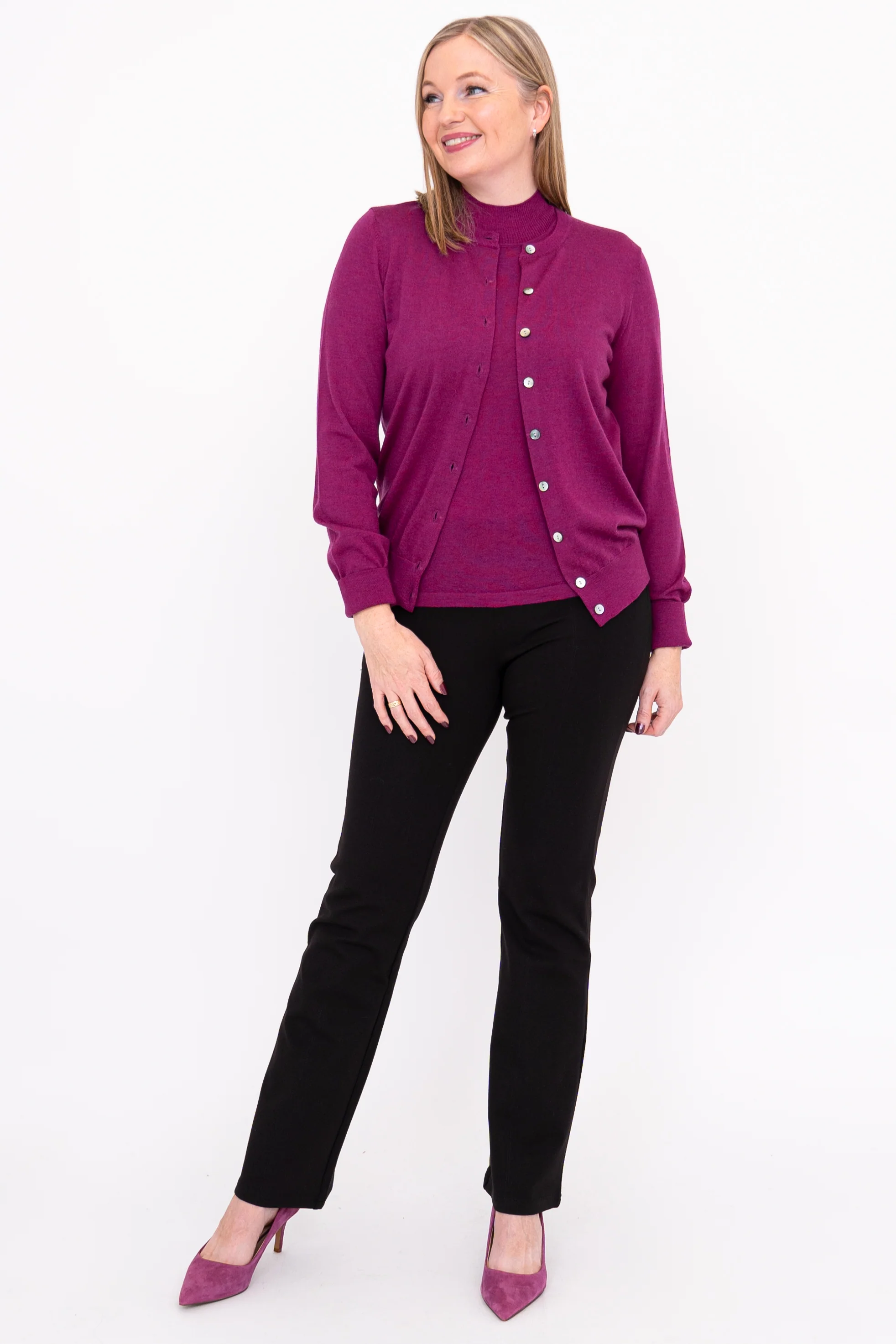 Rita Sweater, Magenta, Merino Wool - Image 5