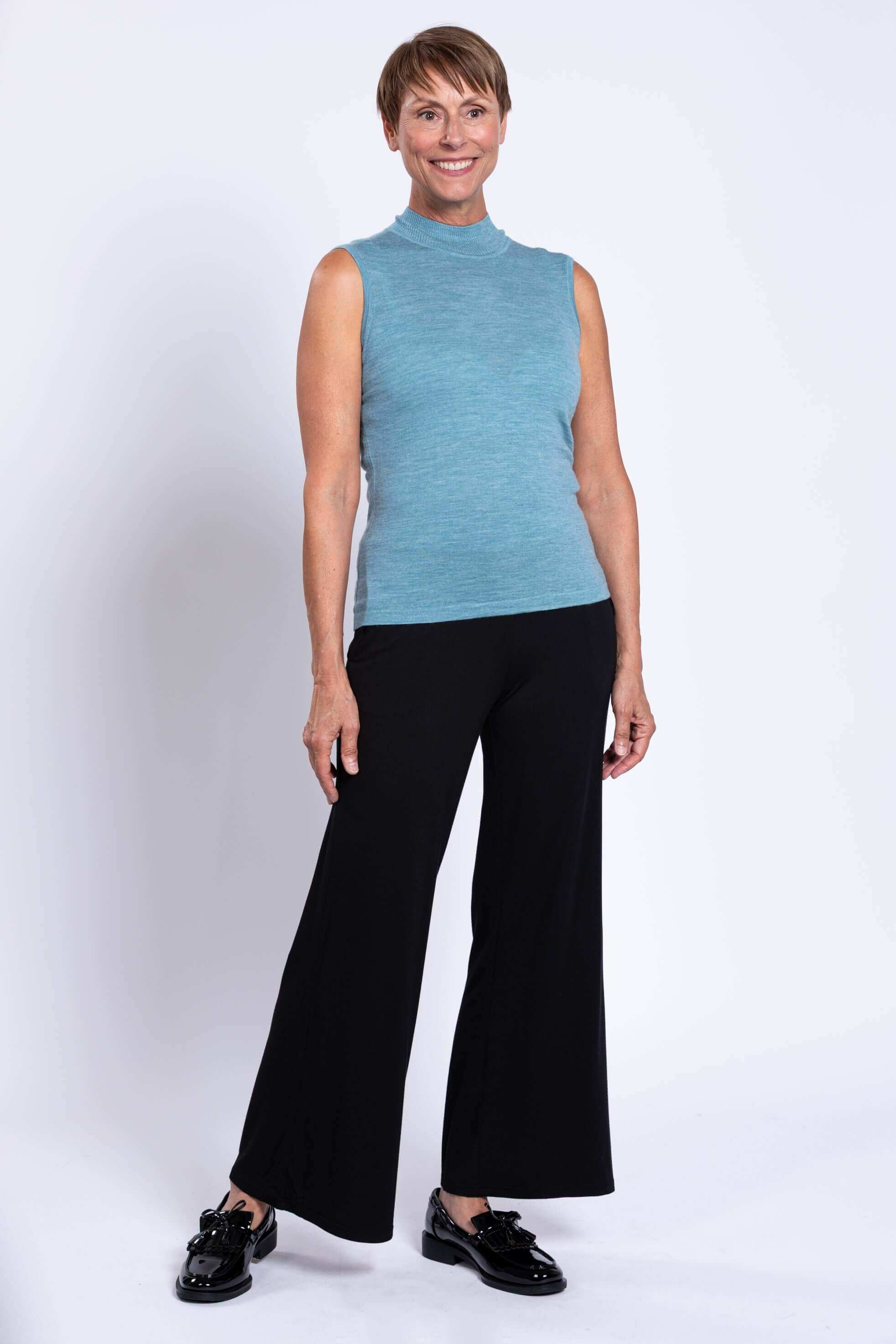 Rita Sweater, Teal Lite, Merino Wool - Image 2