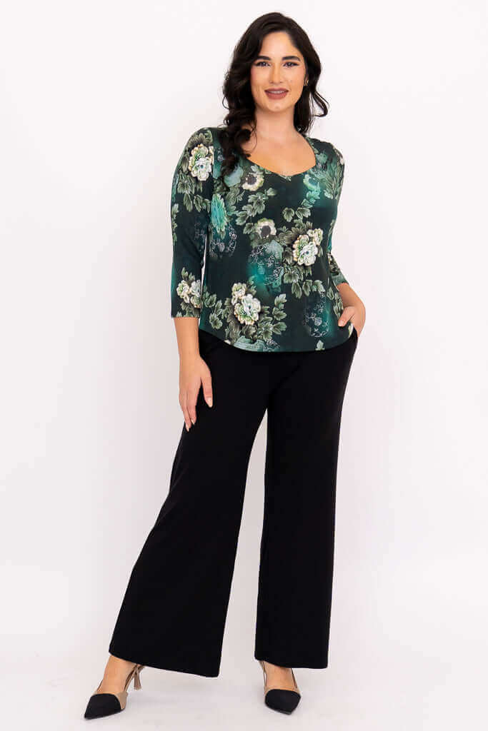Ritzy 3/4 Top, Teal Magic, Bamboo - Image 2