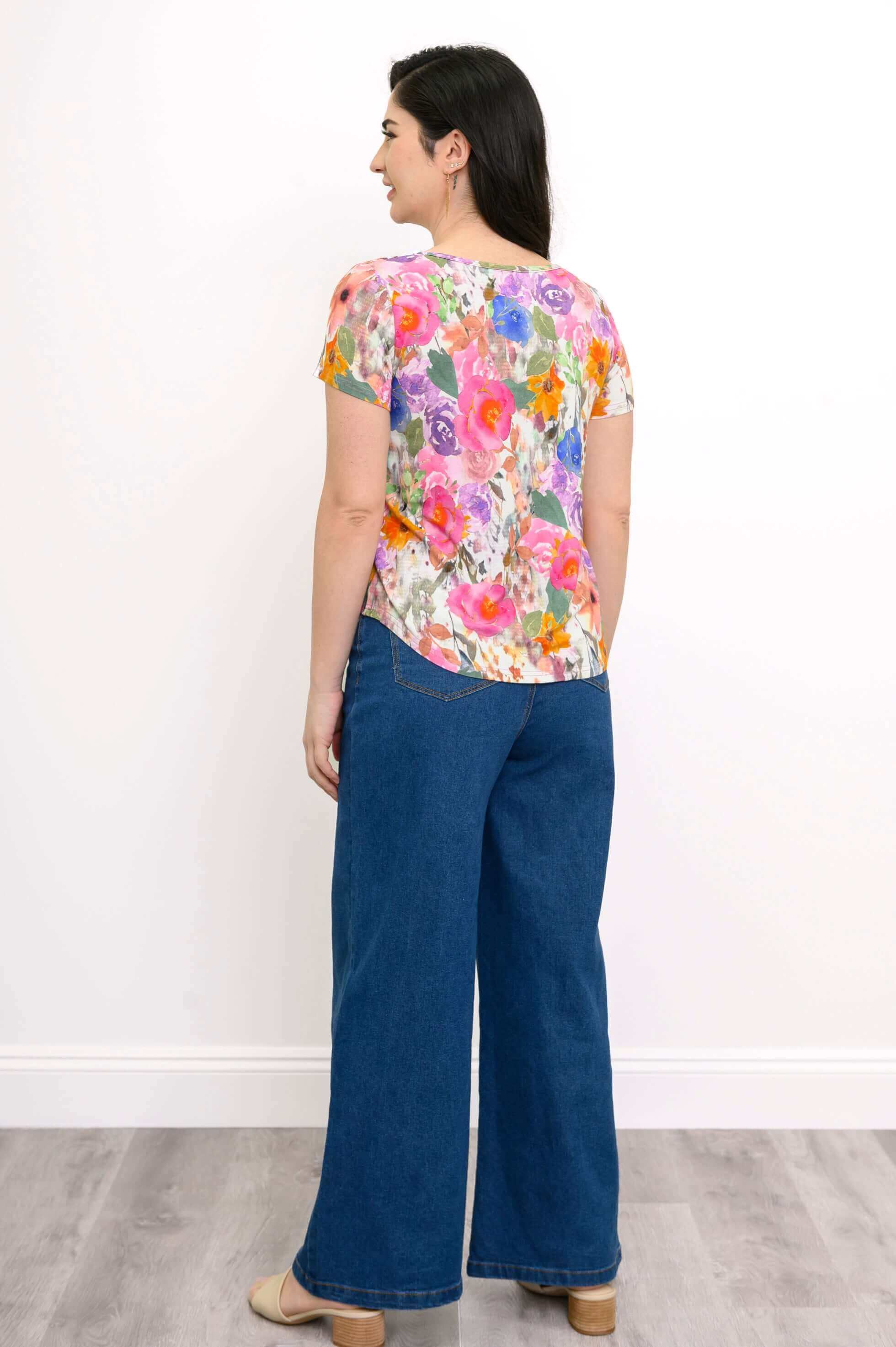 Ritzy S/S Top, Pink Bouquet, Bamboo - Image 5