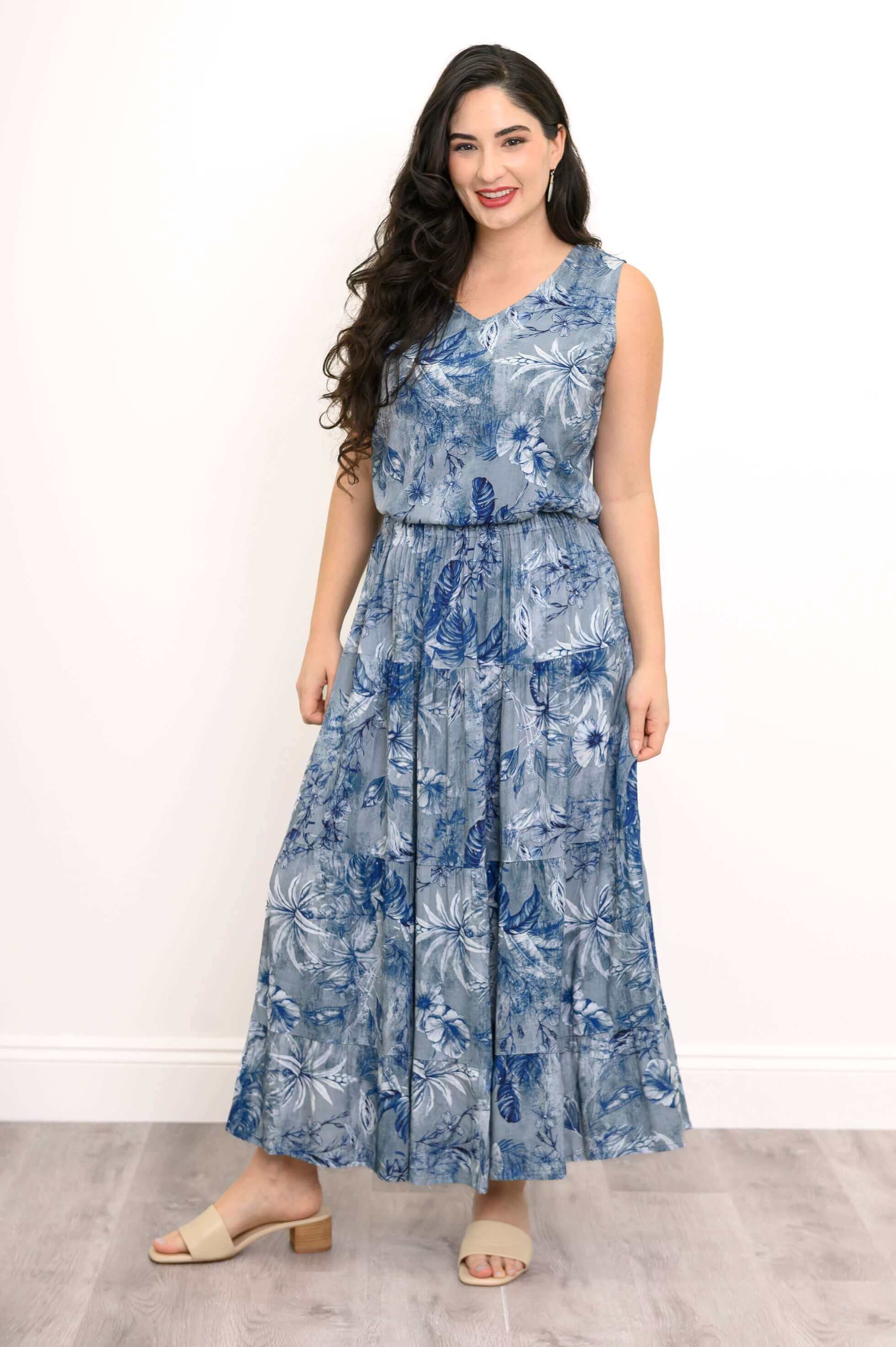 Roma Skirt, Indigo Escape, Linen Bamboo - Image 3