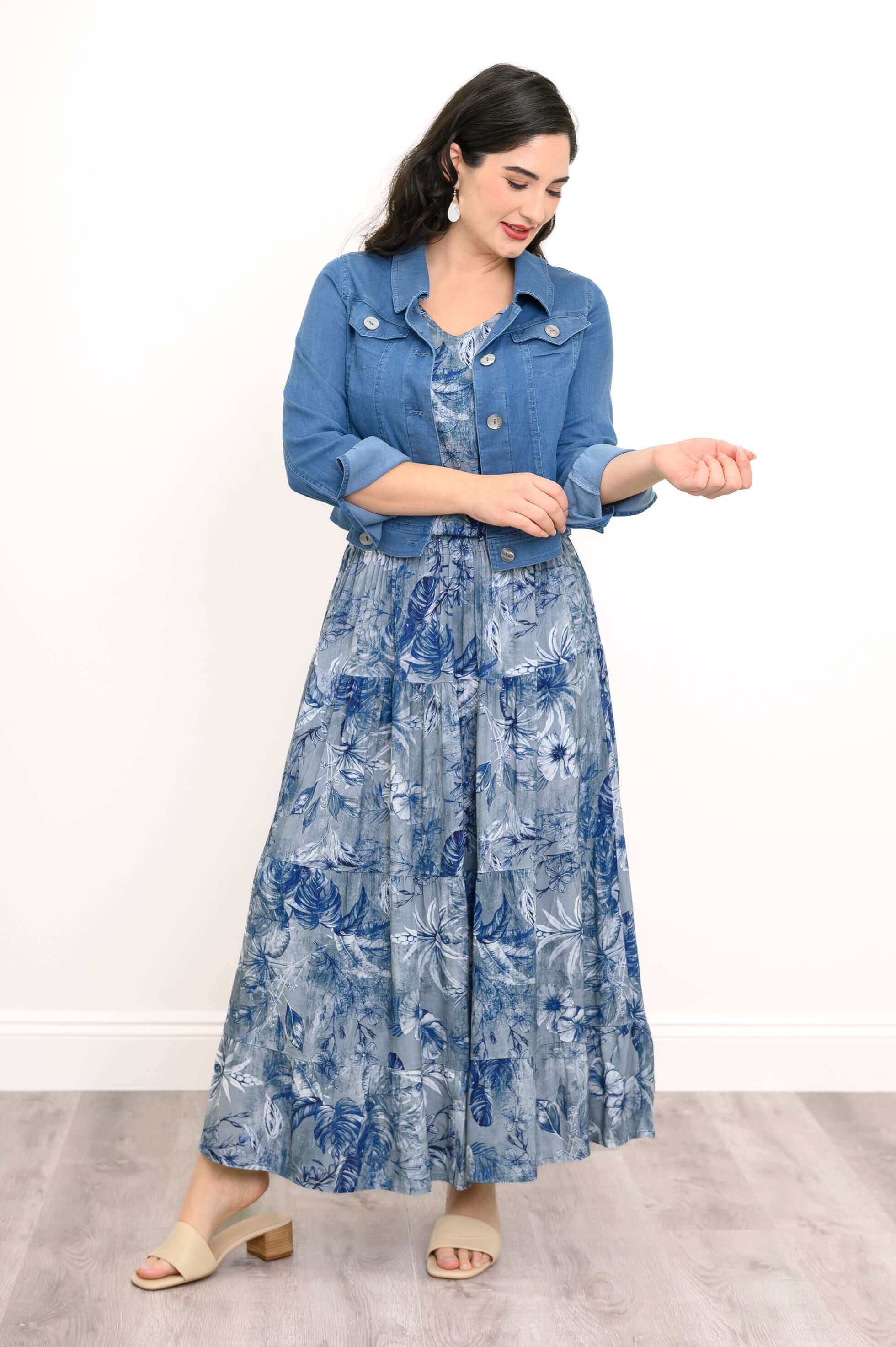 Roma Skirt, Indigo Escape, Linen Bamboo - Image 7