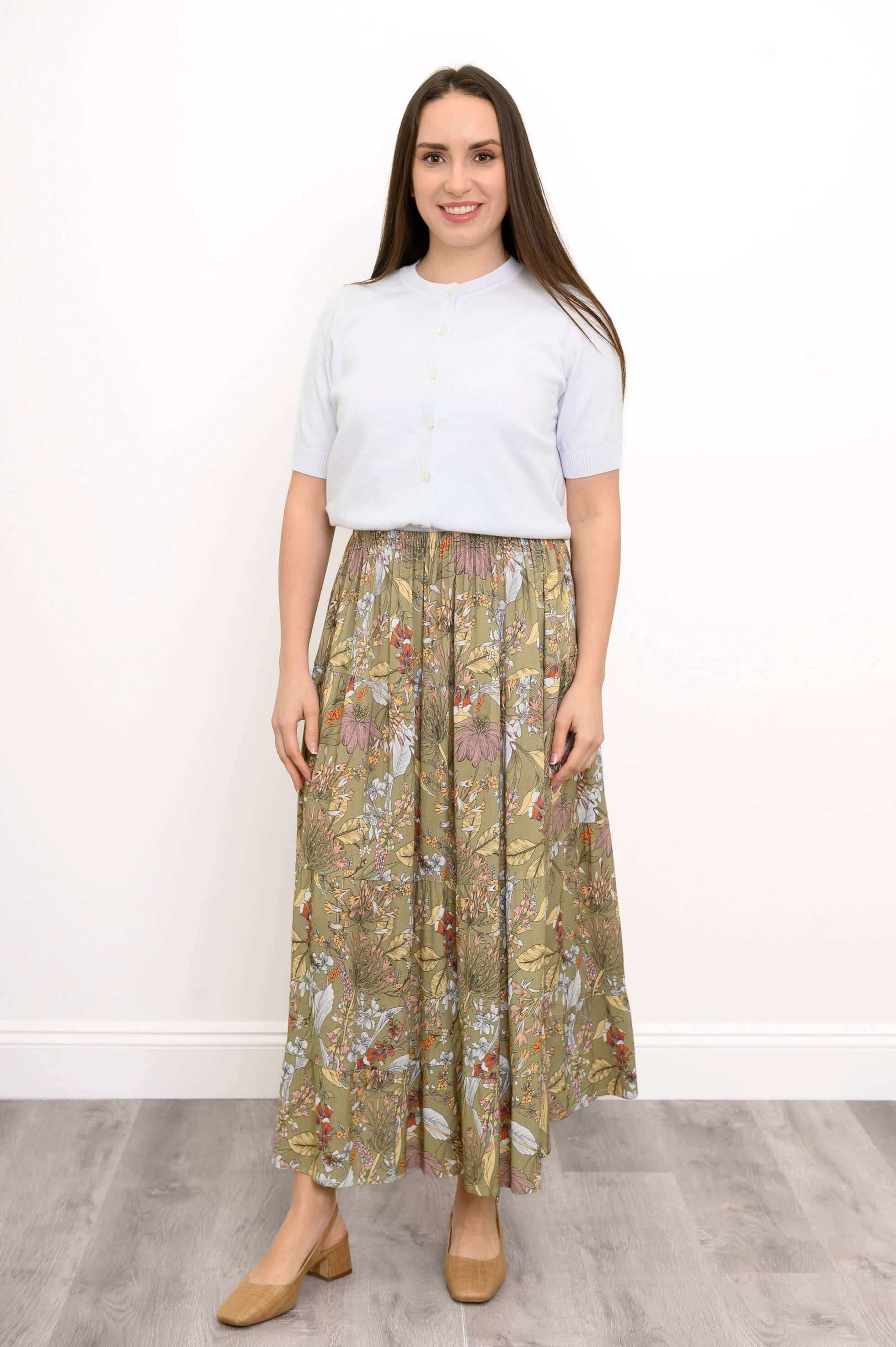 Roma Skirt, Khaki Primavera, Linen Bamboo - Image 3