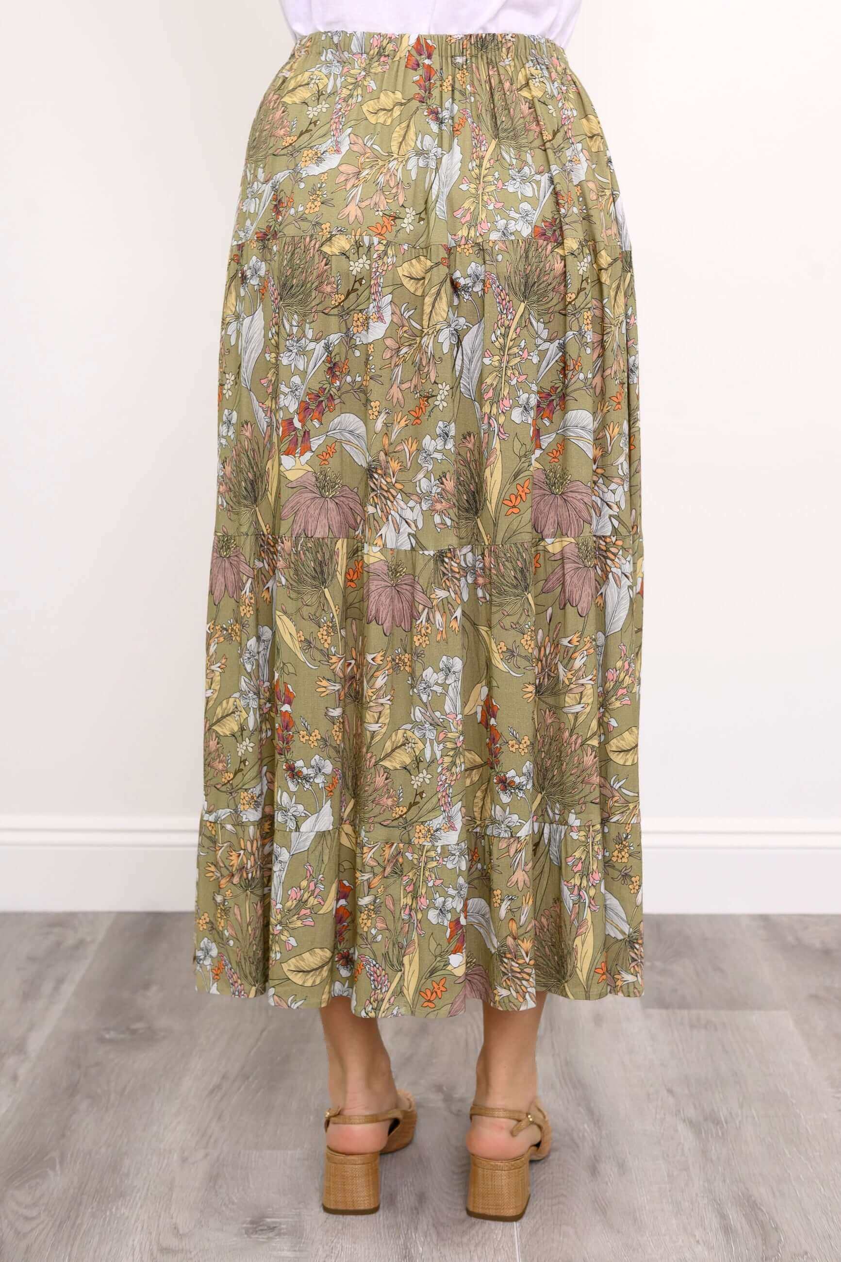Roma Skirt, Khaki Primavera, Linen Bamboo - Image 4
