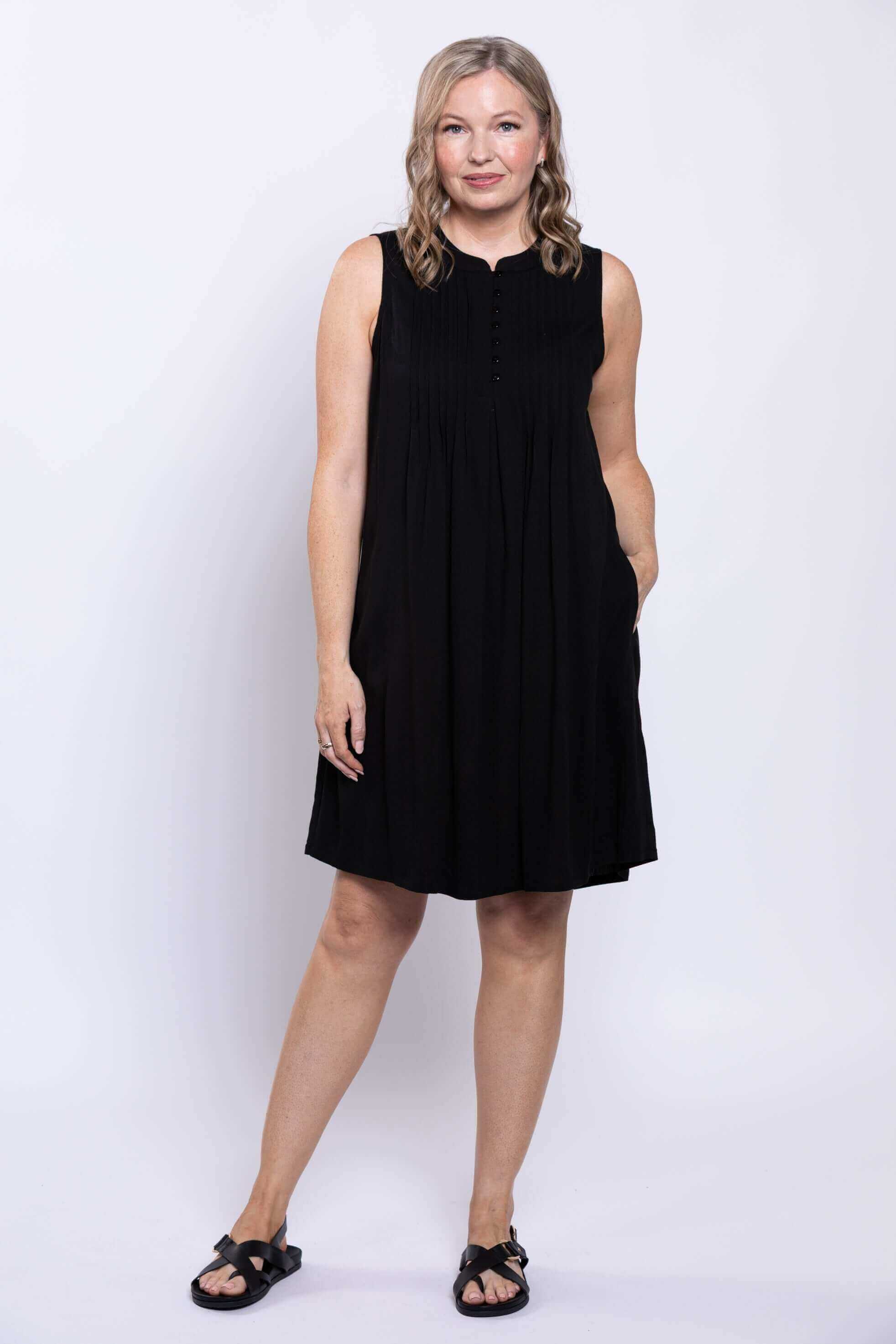 Rosalie Dress, Black, Linen Bamboo - Image 2