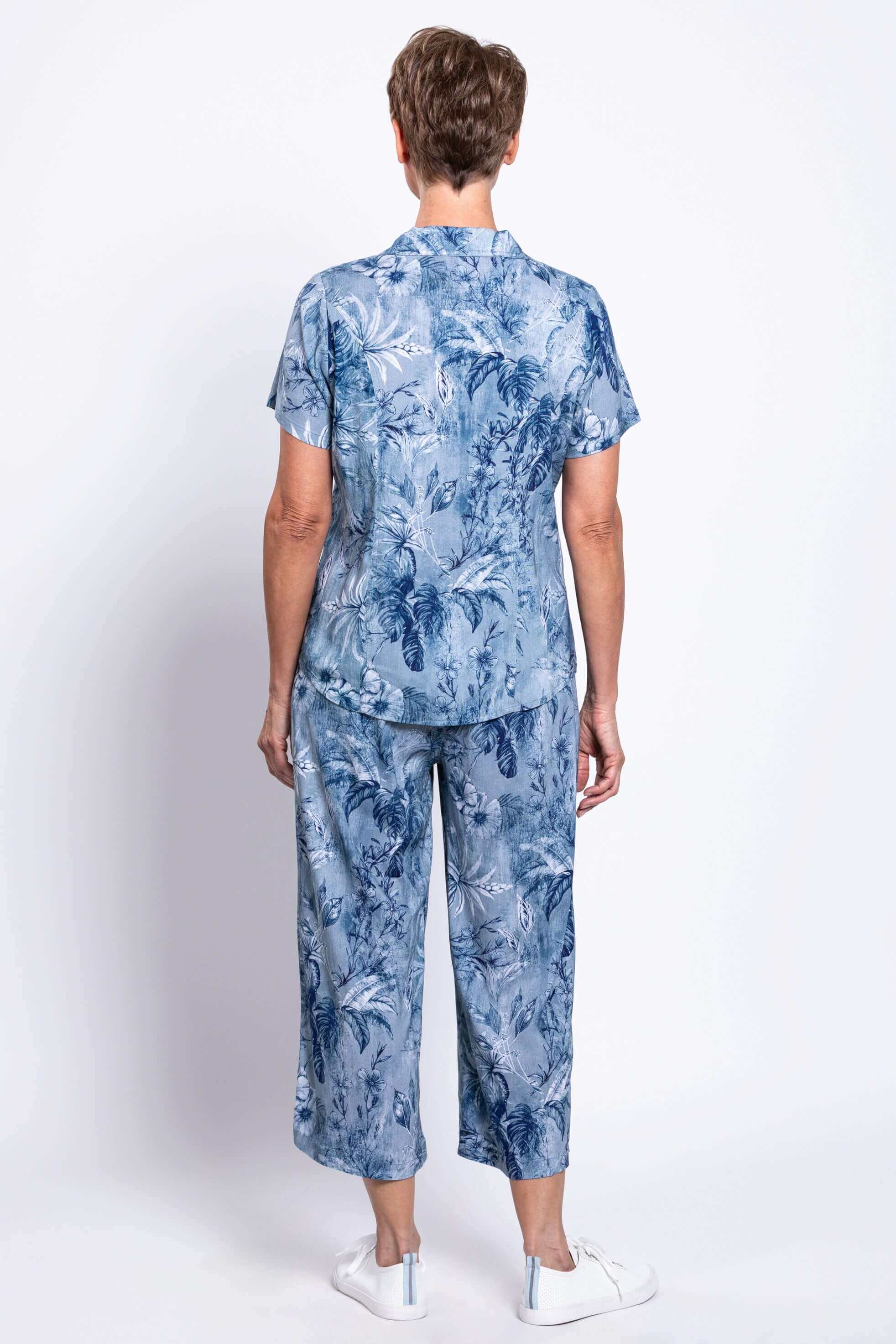 Samantha Blouse, Indigo Escape, Linen Bamboo - Image 2