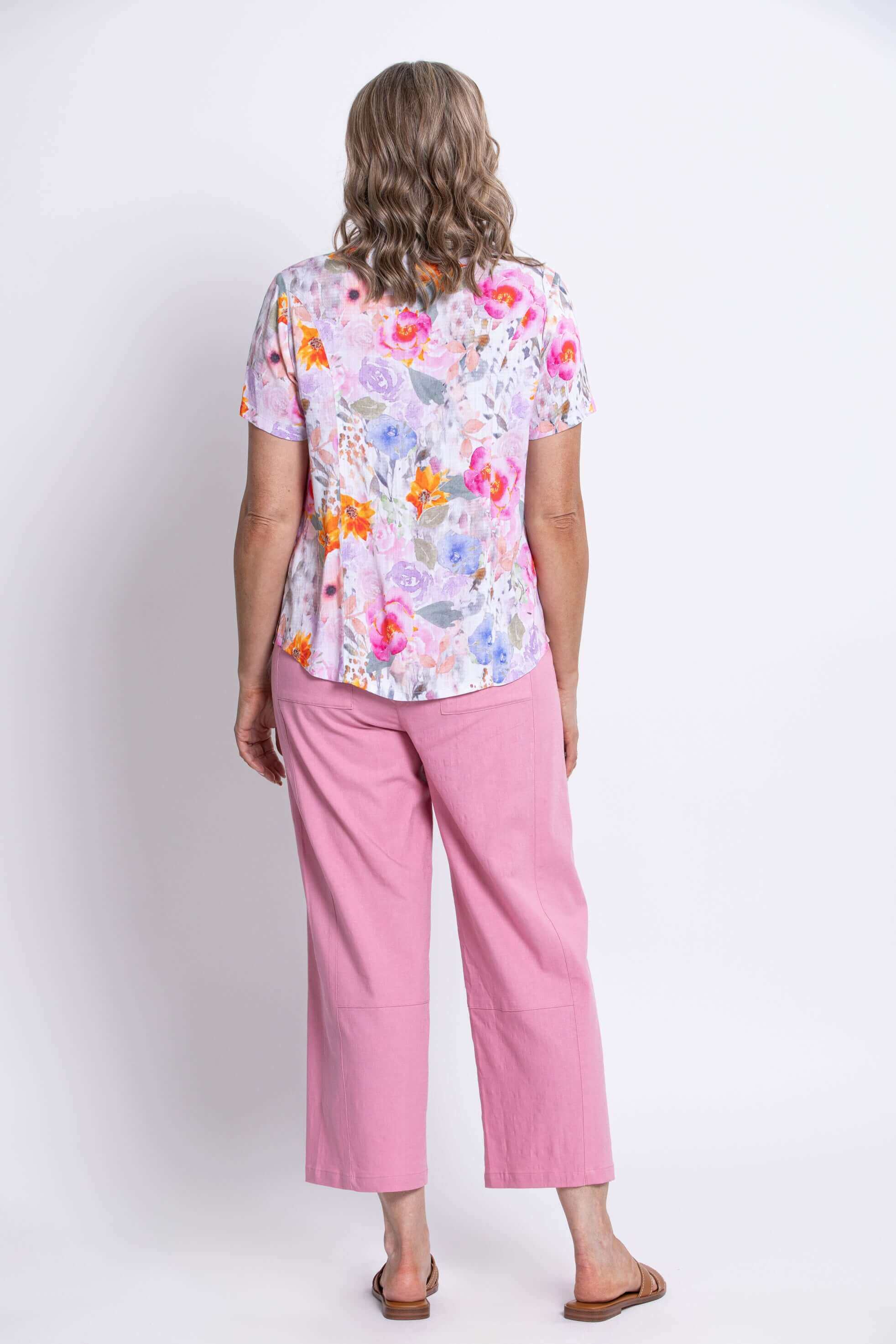 Samantha Blouse, Pink Bouquet, Linen Bamboo - Image 7