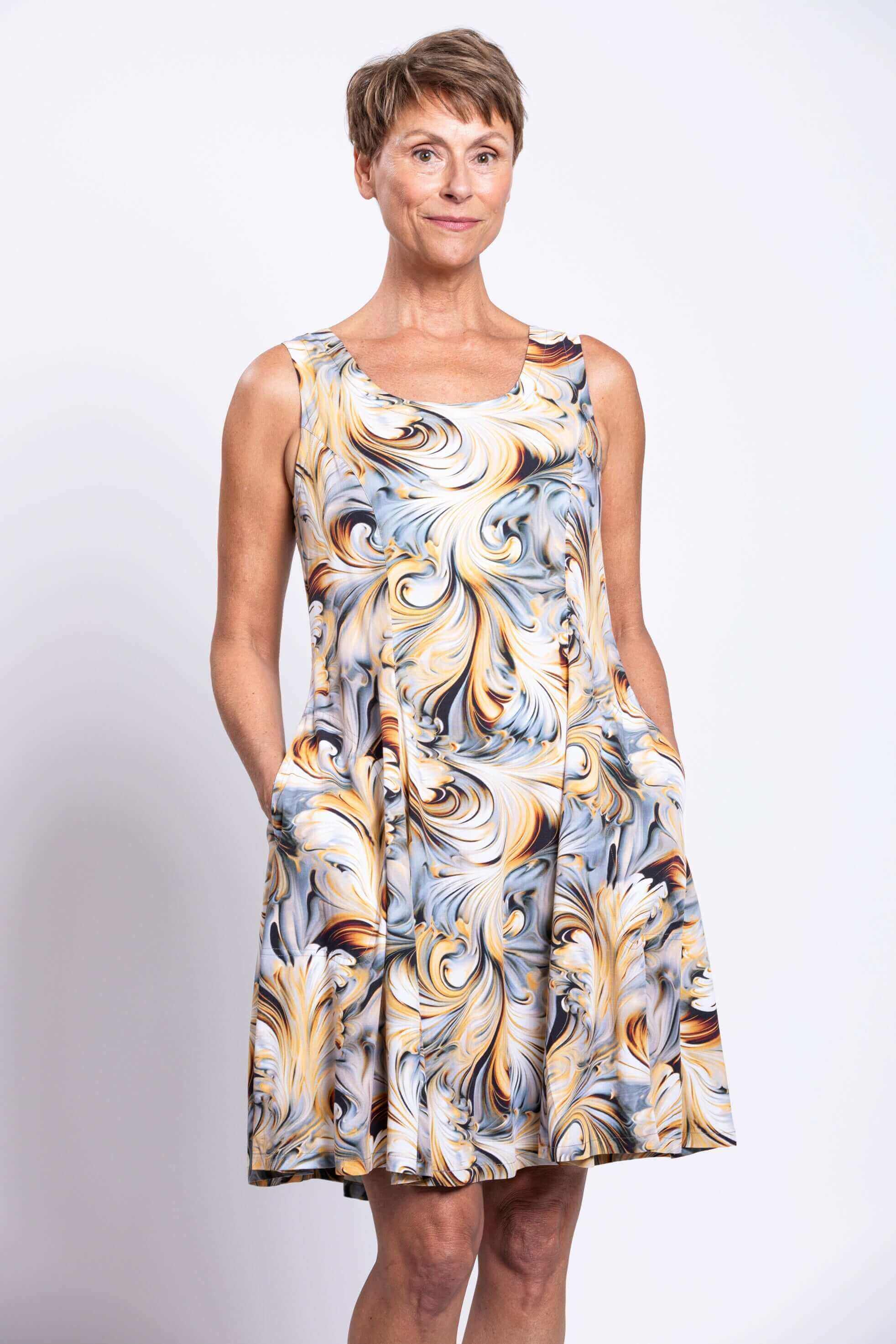 Sara Dress, Coffee Marble, Rayon - Image 8