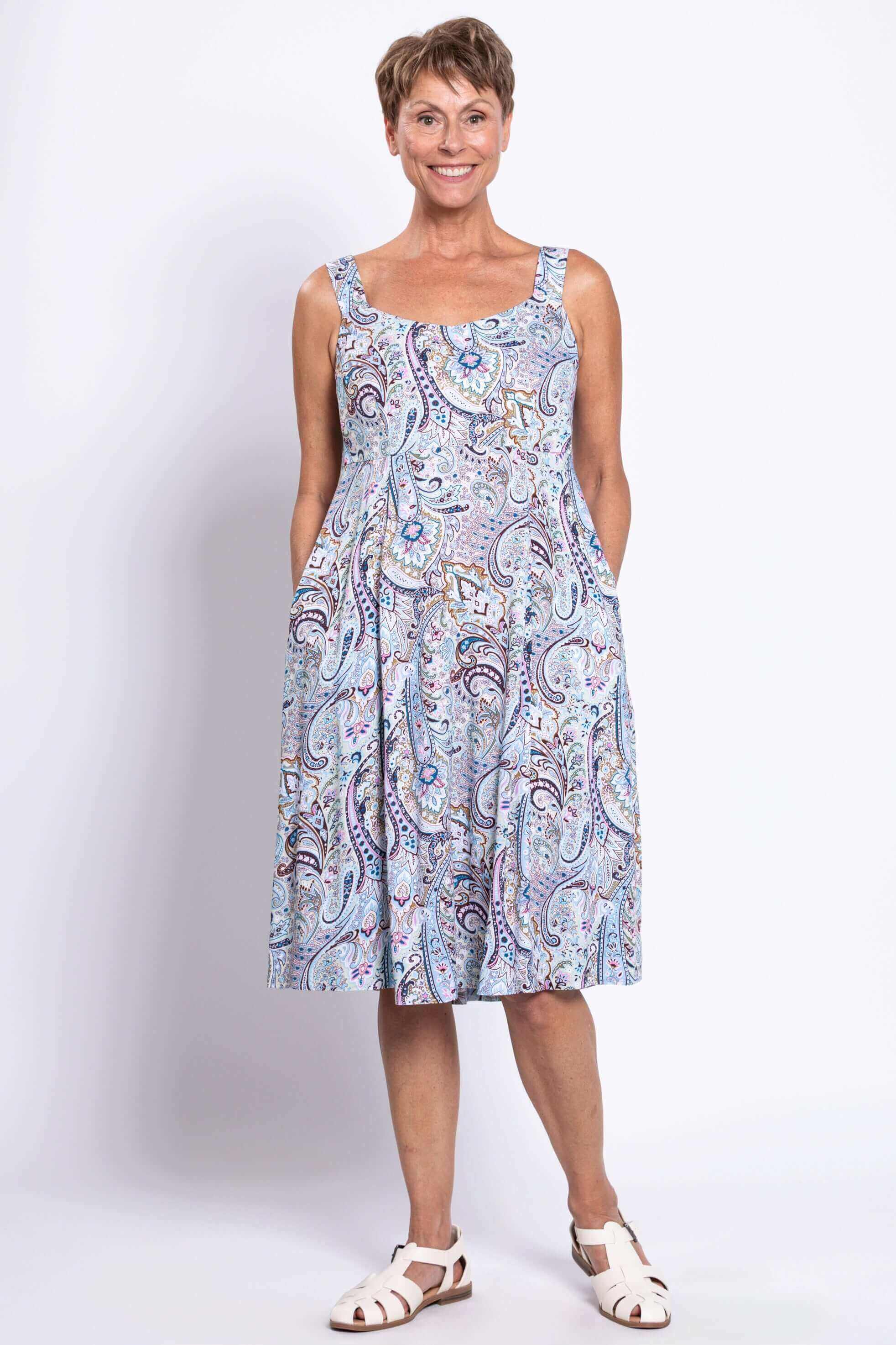 Scarlette Dress, Denim Parade, Linen Bamboo - Image 3