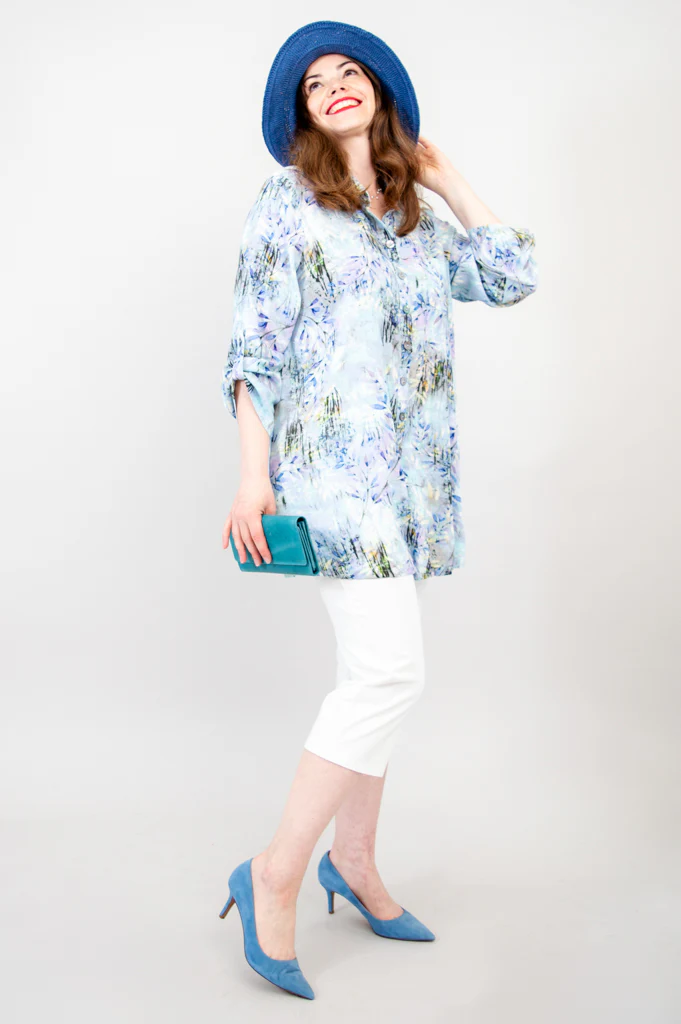 Serene Tunic, Blue Zest, Linen Bamboo - Image 3