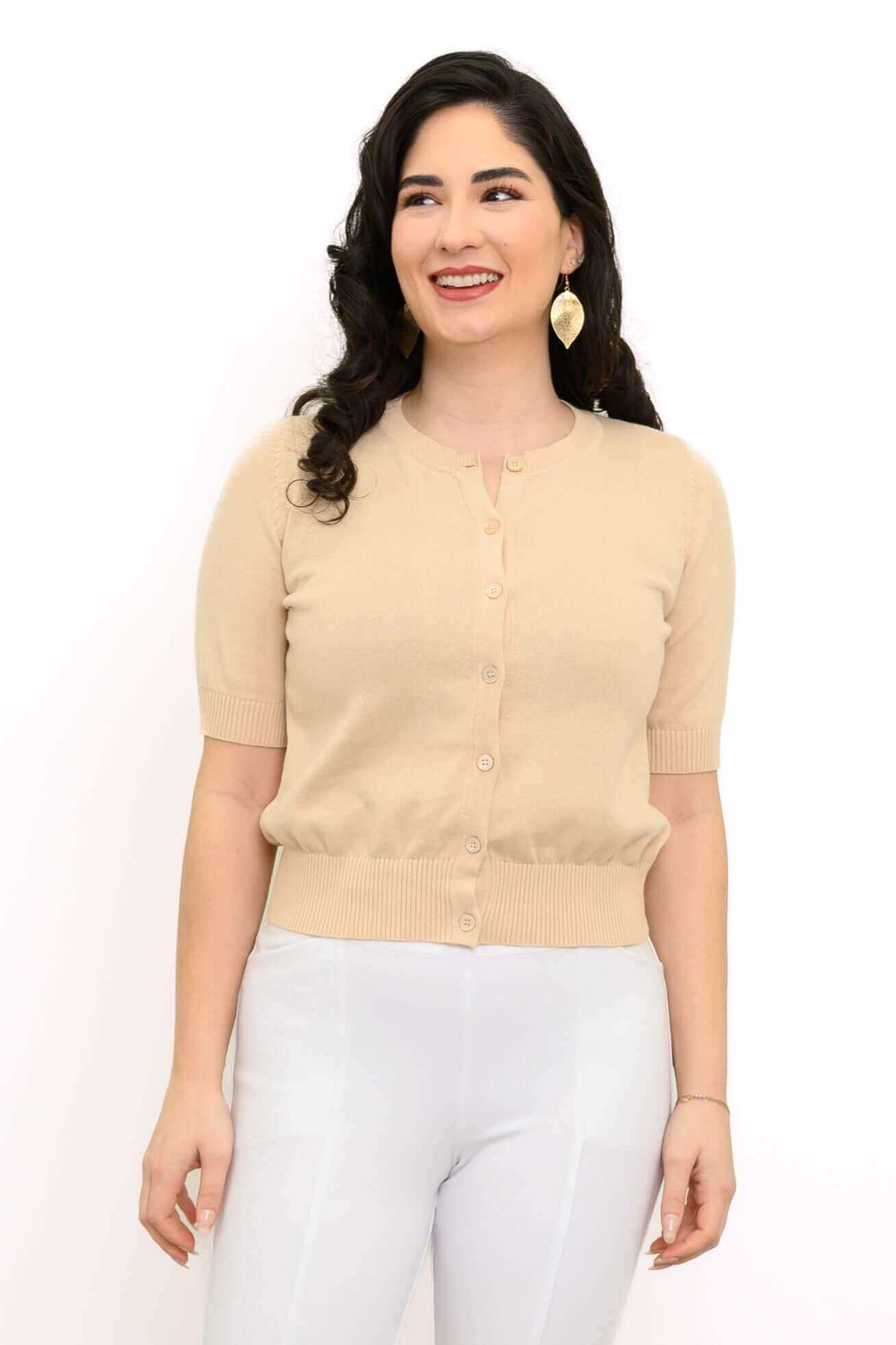 Shen Cardigan, Beige, Cotton