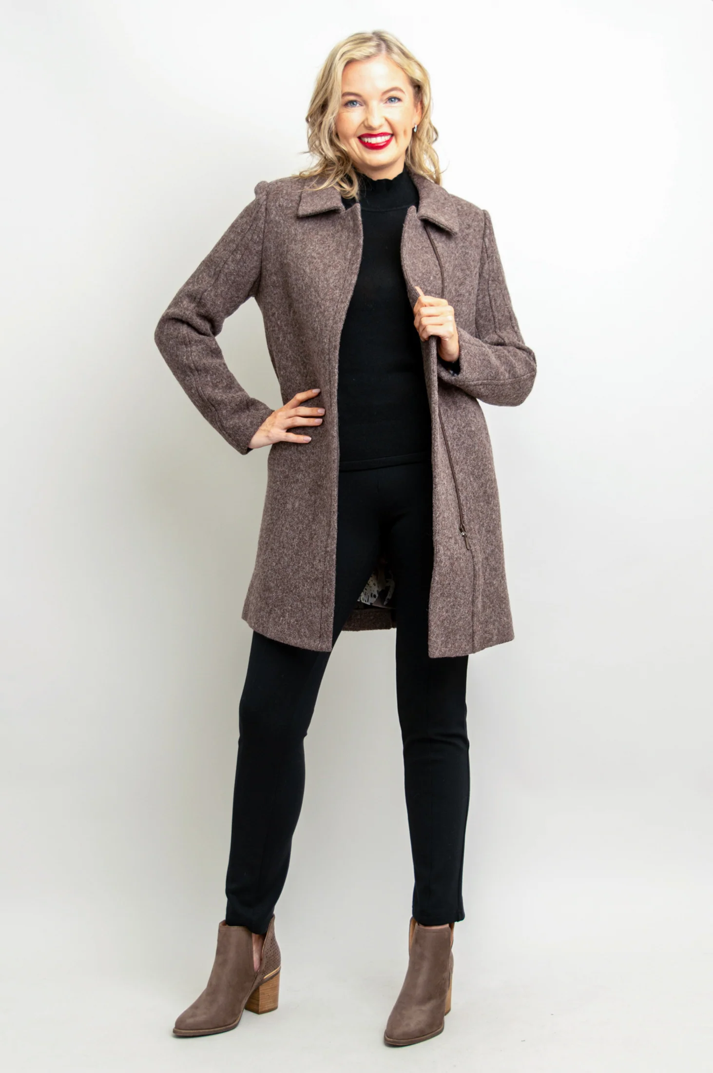 Sidney Coat, Mocha, Boiled Wool - Final Sale - Image 4