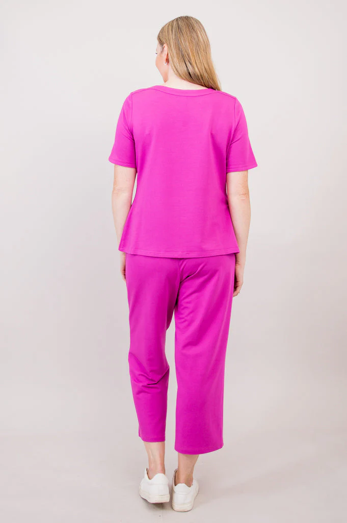 Sky Tee, Magenta, Cotton- Final Sale - Image 4