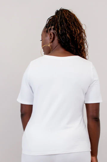 Sky Tee, White, Bamboo French Terry - Image 4