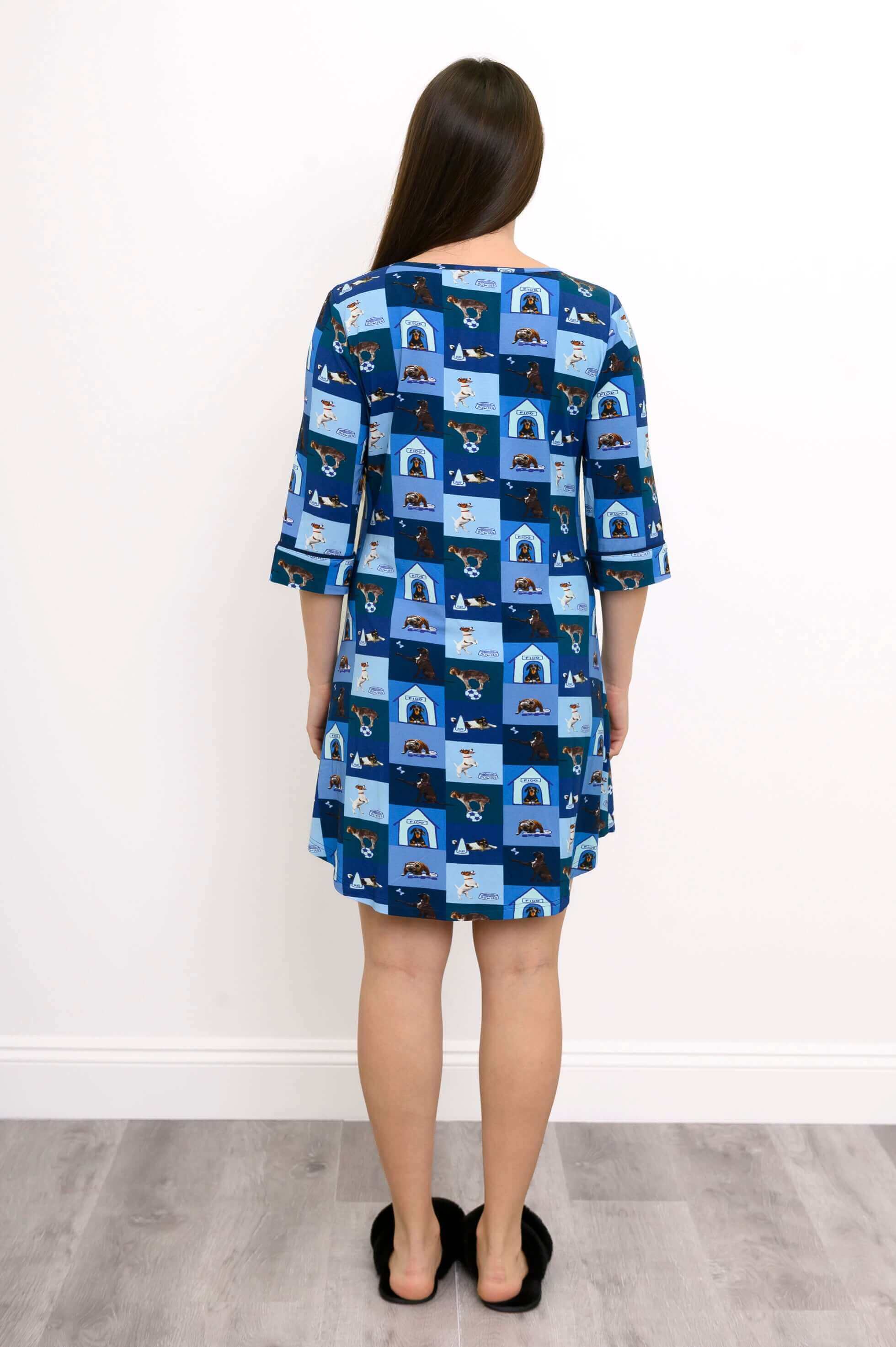 Starlight Sleepshirt, Blue Dog, Bamboo - Image 4