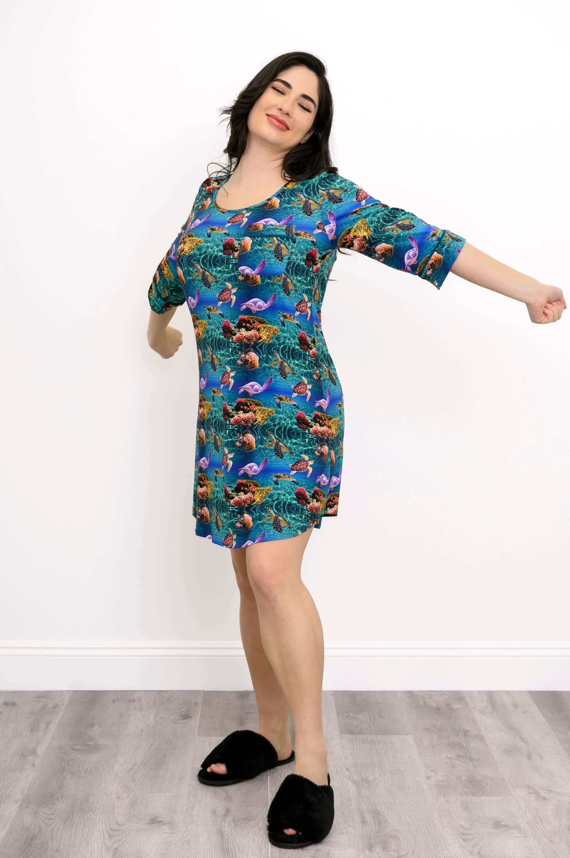 Starlight Sleepshirt, Sea Turtle, Bamboo - Image 3