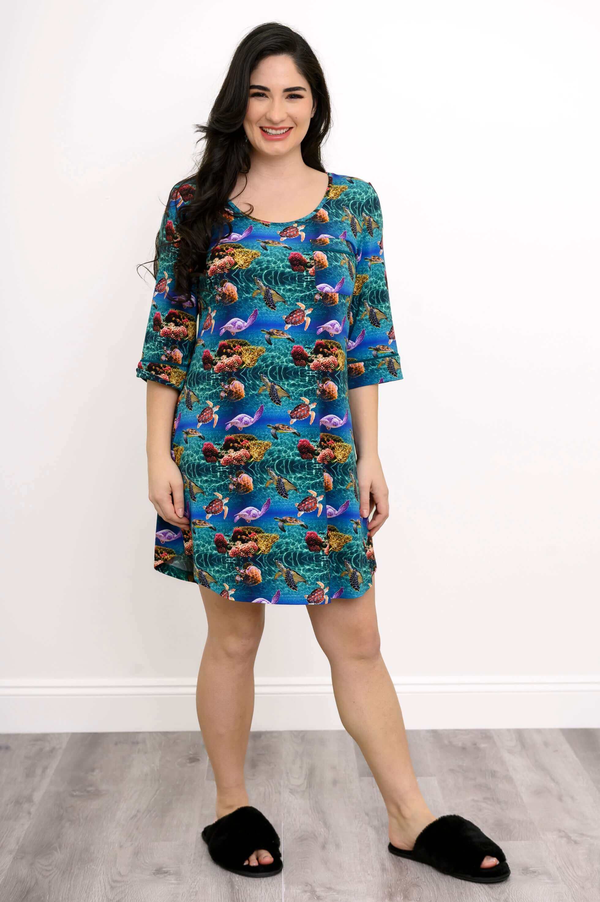 Starlight Sleepshirt, Sea Turtle, Bamboo - Image 4