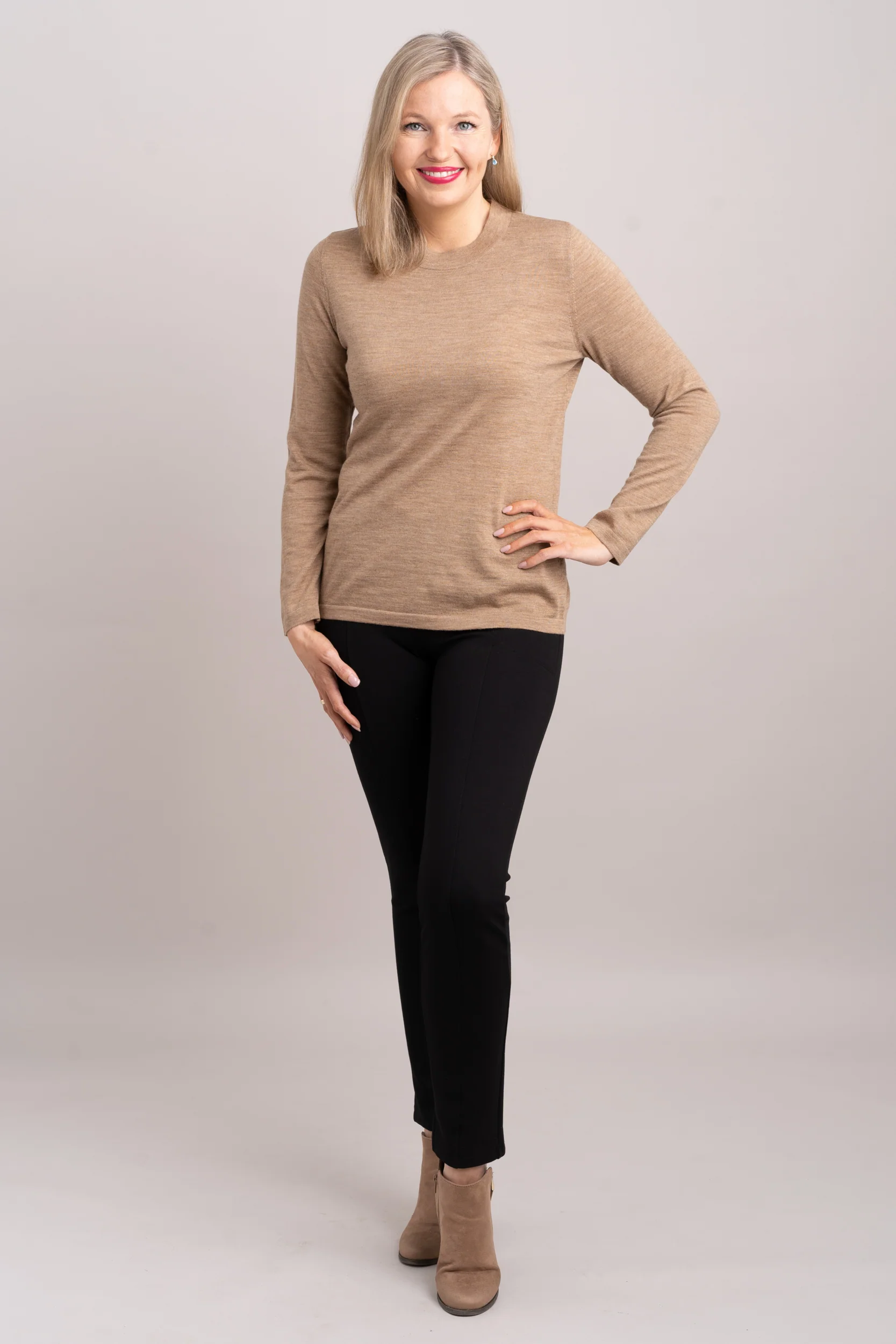 Swish Sweater, Tanhide, 100% Merino Wool - Image 3