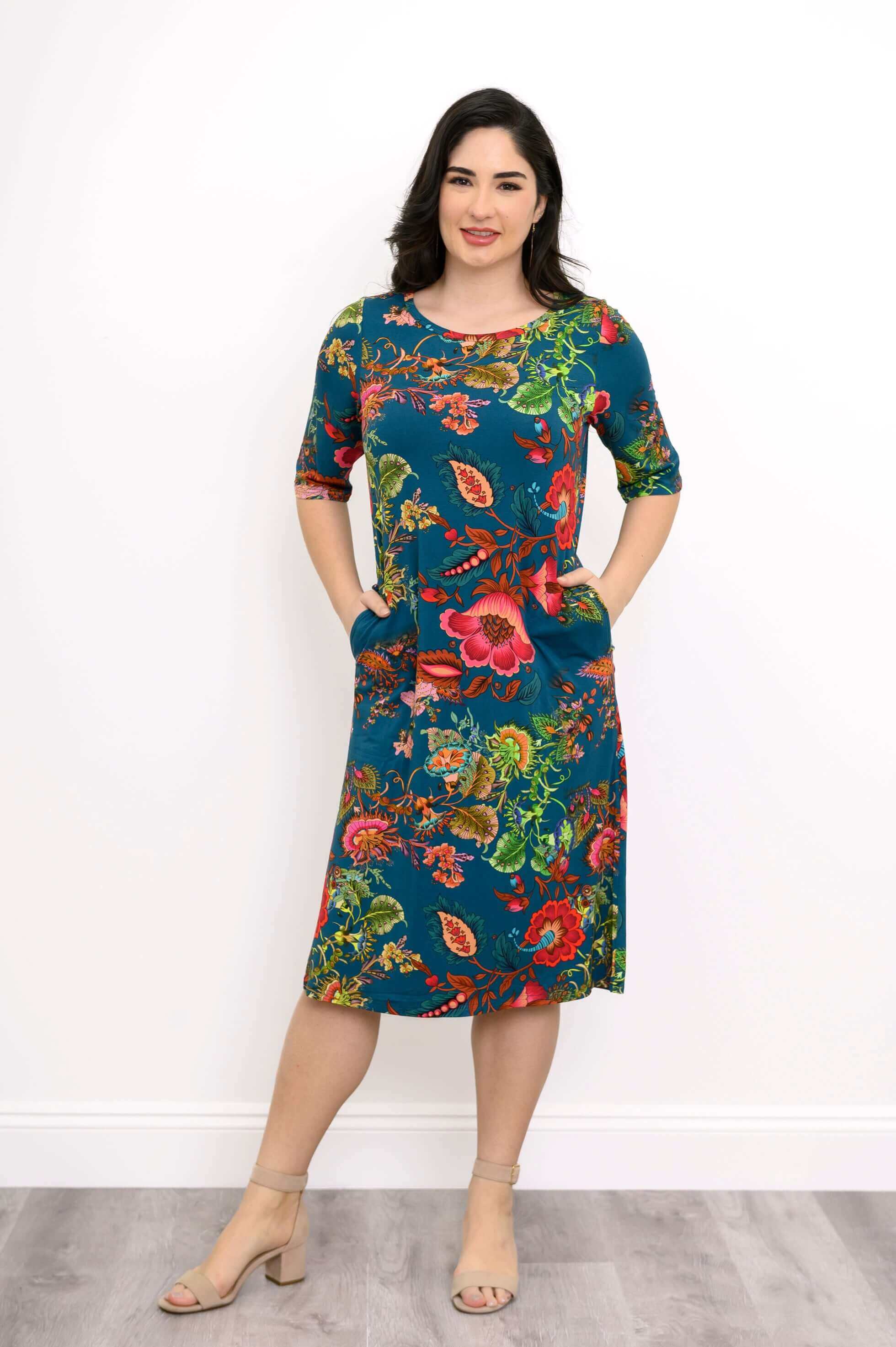 Olivia Dress, Teal Fantasy, Bamboo - Image 2