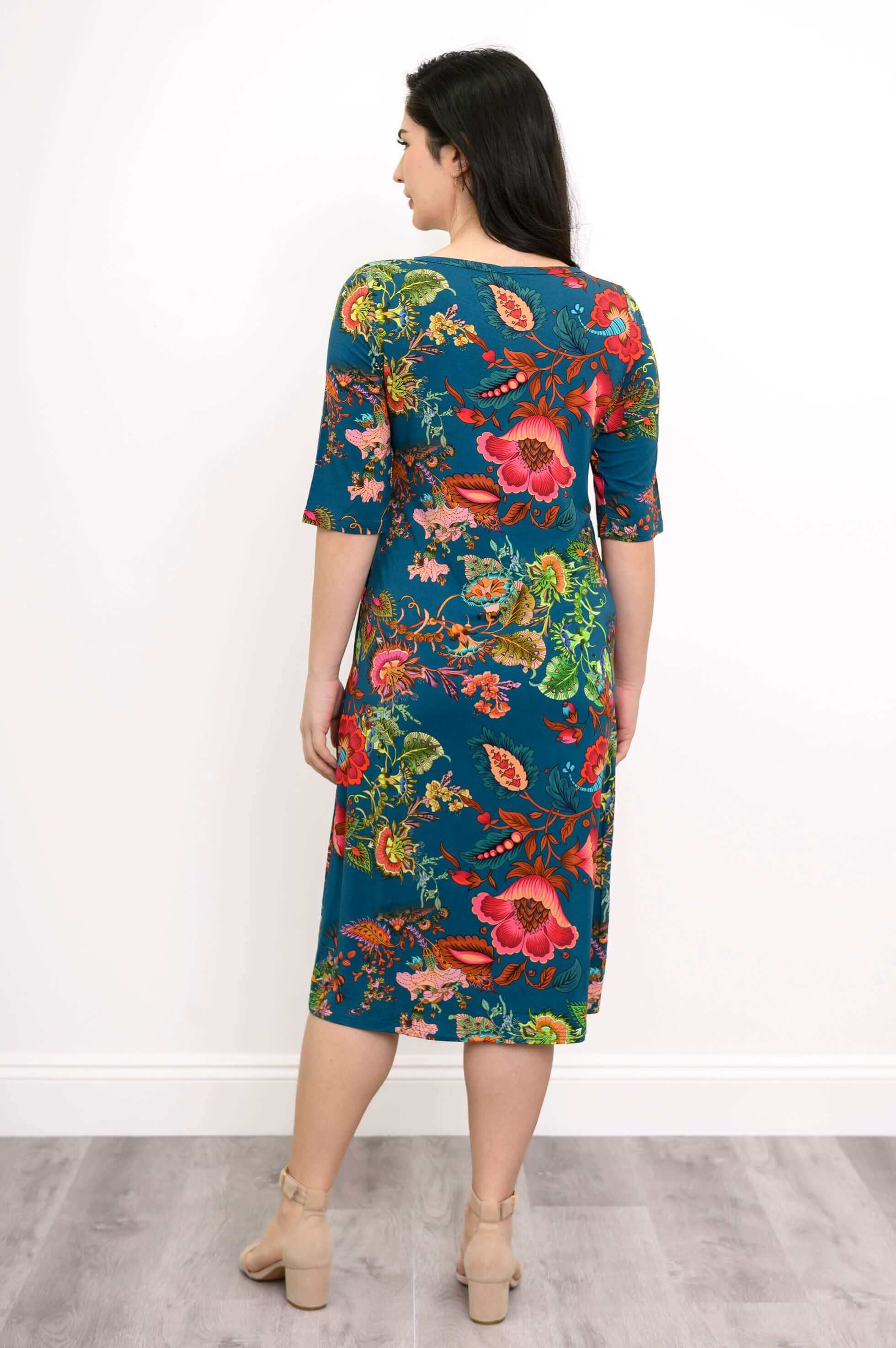 Olivia Dress, Teal Fantasy, Bamboo - Image 4