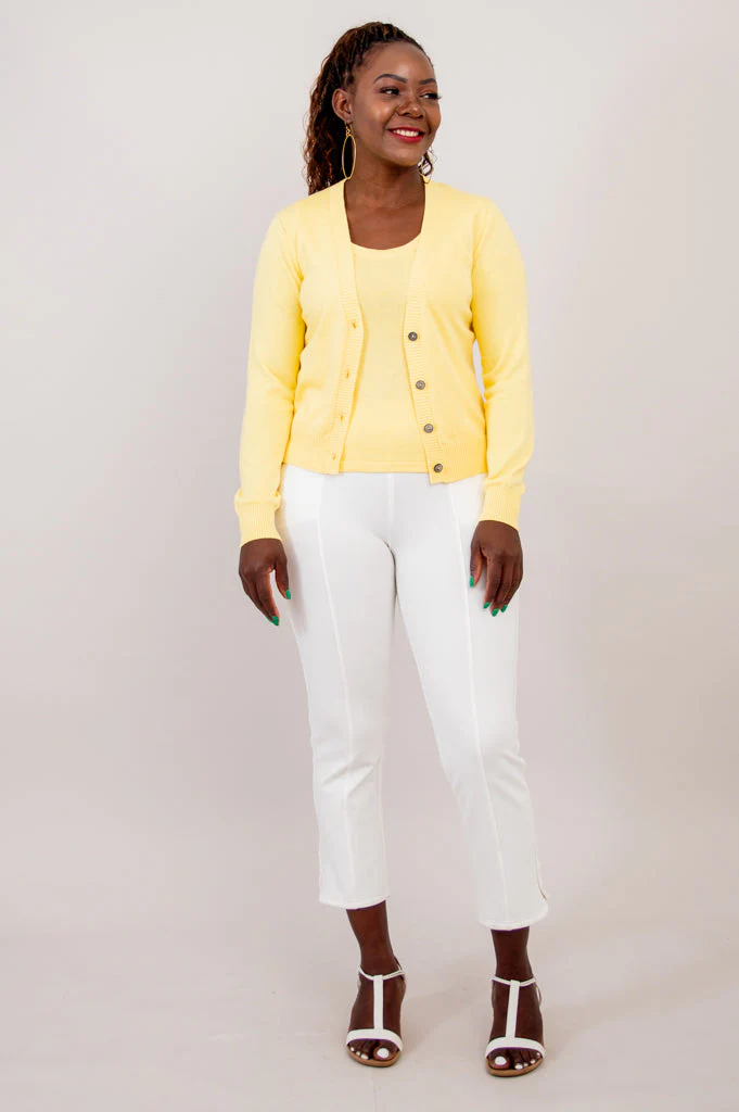 Tellie Cardigan, Yellow, Cotton - Final Sale - Image 3