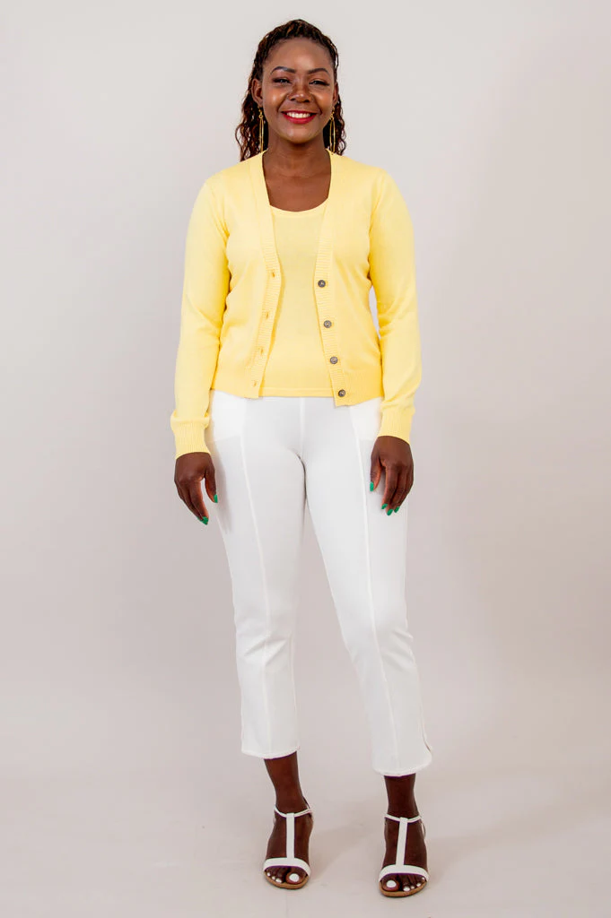 Tellie Cardigan, Yellow, Cotton - Final Sale - Image 6