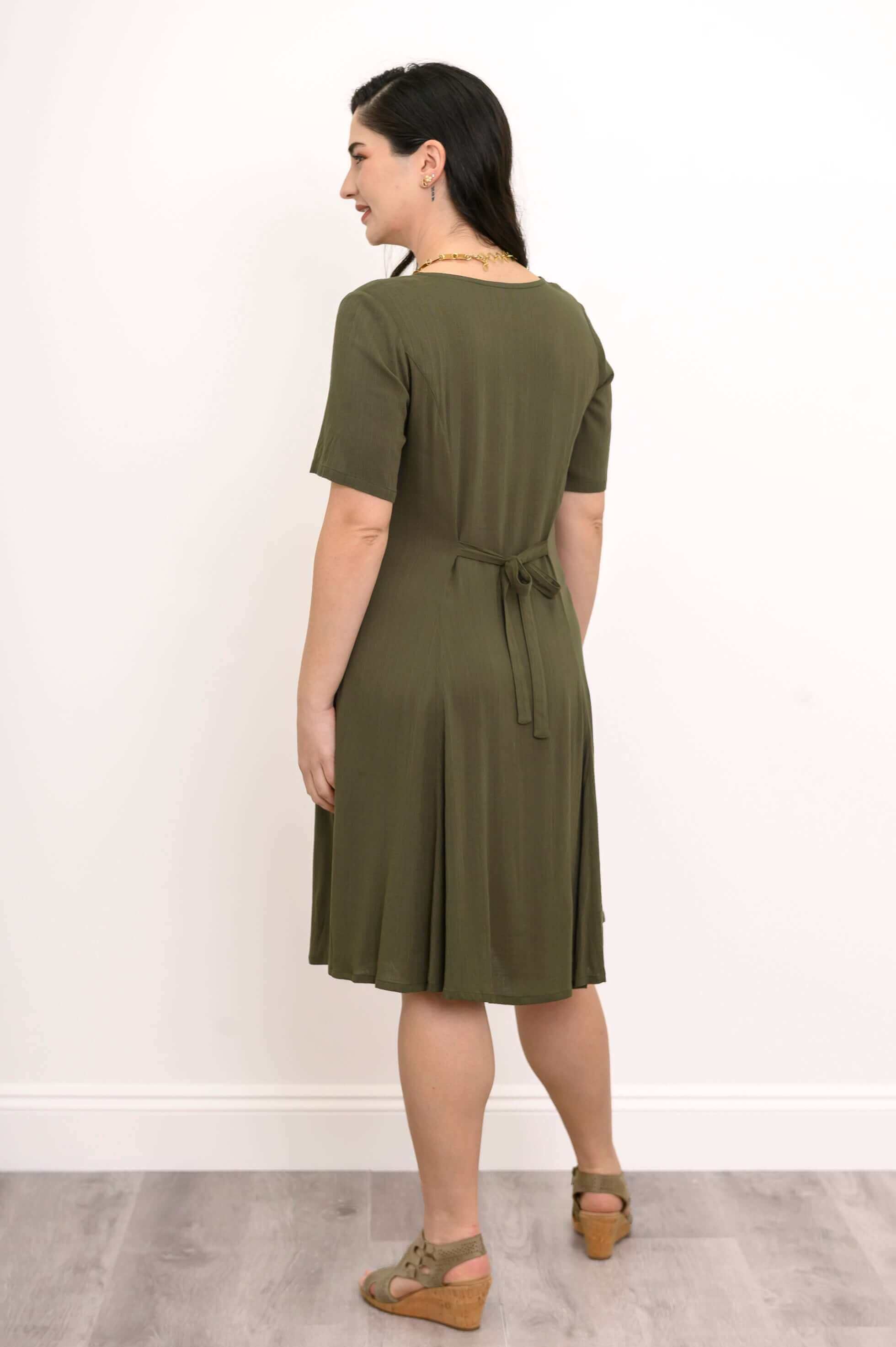 Teresa Dress, Khaki, Linen Bamboo - Image 5