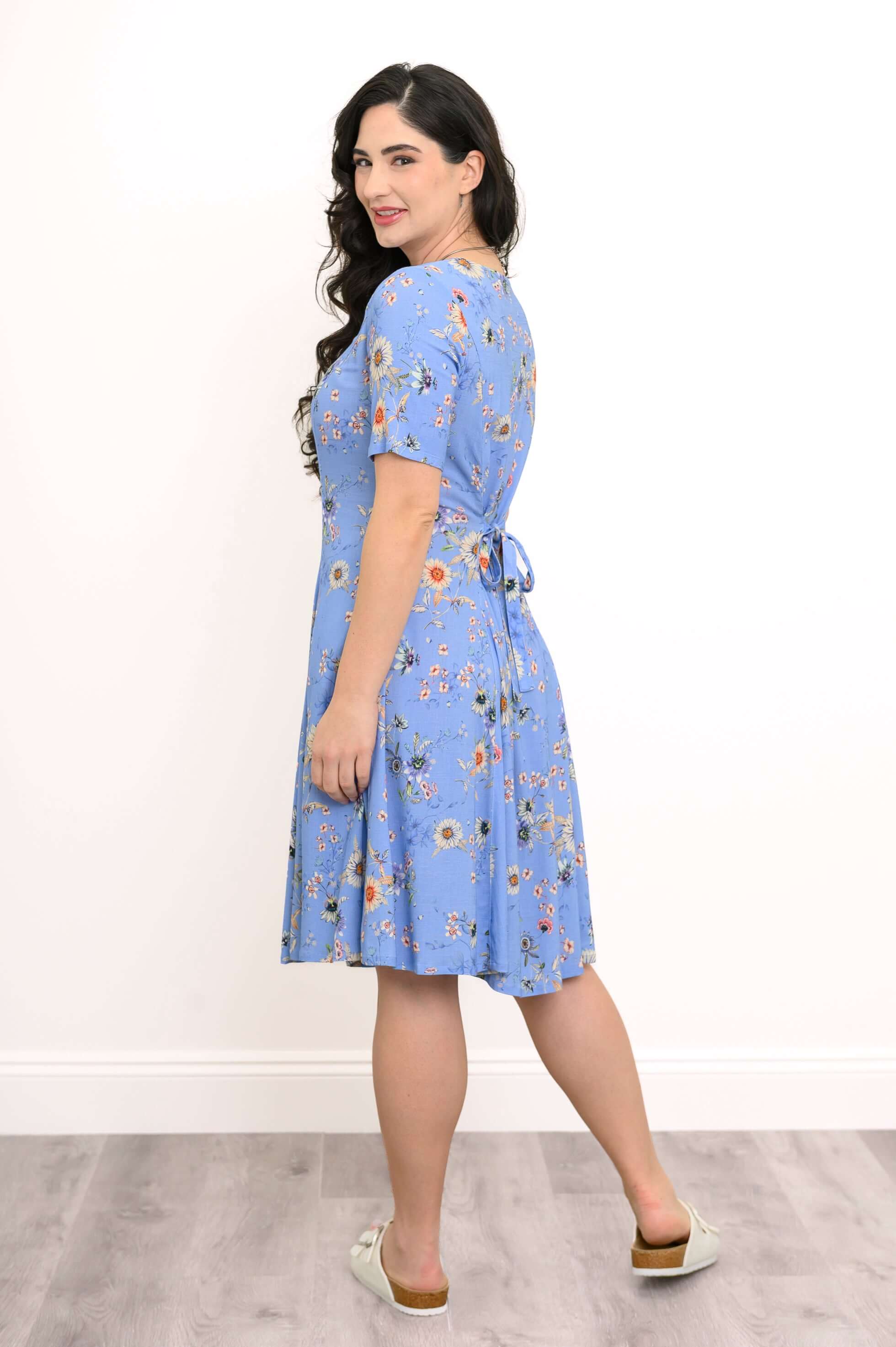 Teresa Dress, Peri Daisy, Linen Bamboo - Image 4