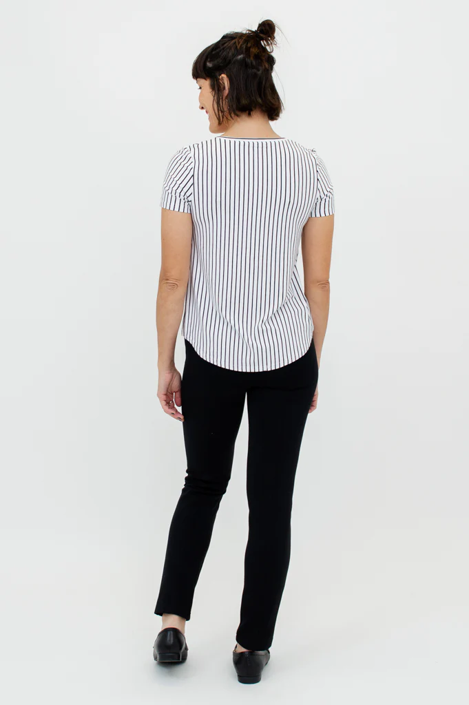 Tessa Tee, White/Black Small Stripe, Bamboo- Final Sale - Image 12