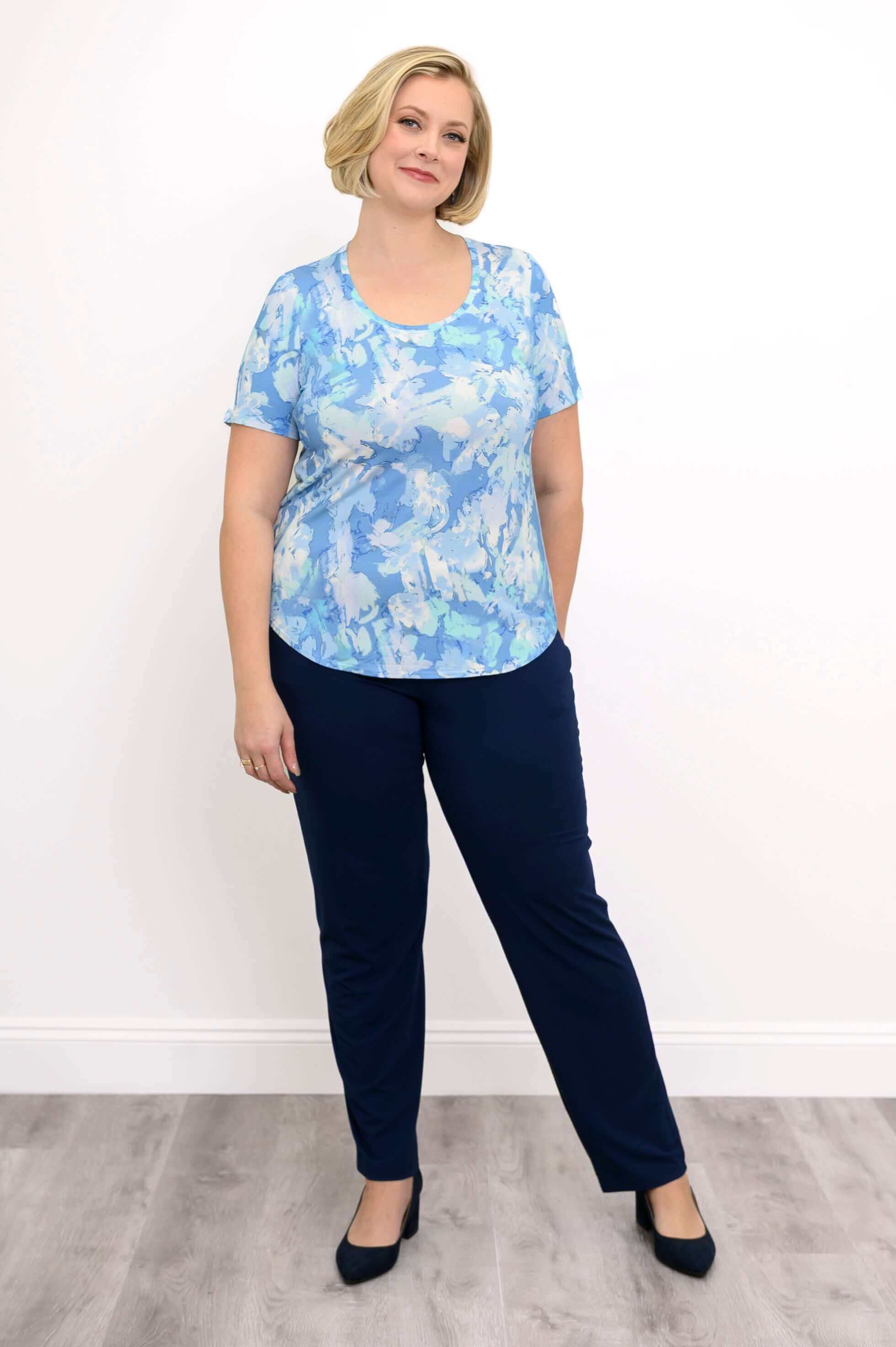 Tessa Tee, Denim Clouds, Bamboo - Image 3