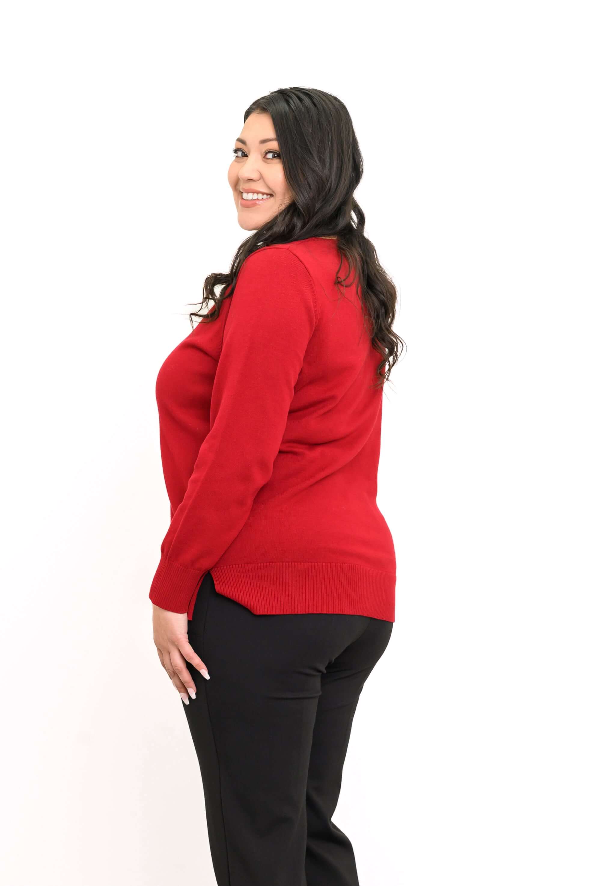 Tiff Sweater, Red, Cotton - Image 8