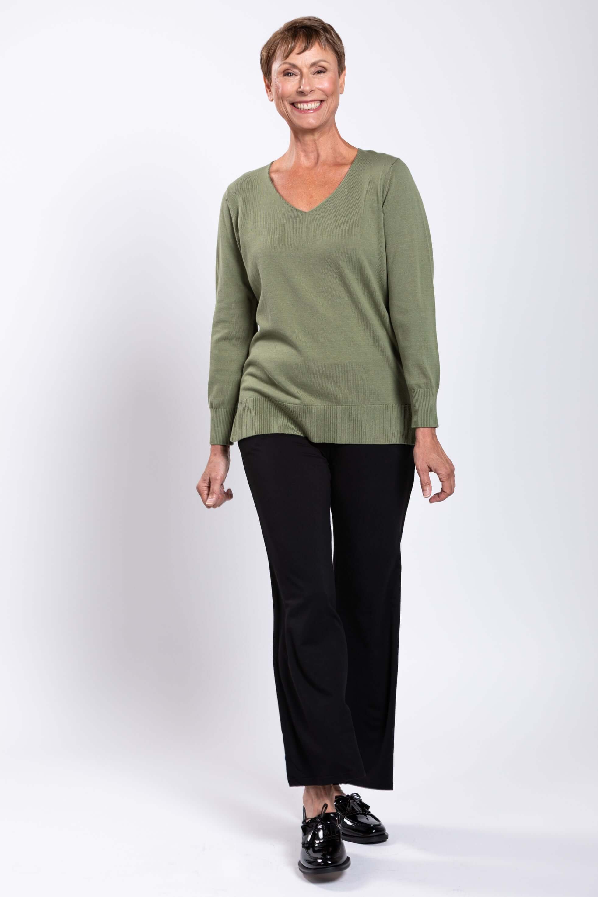 Tiff Sweater, Sage, Cotton - Image 2