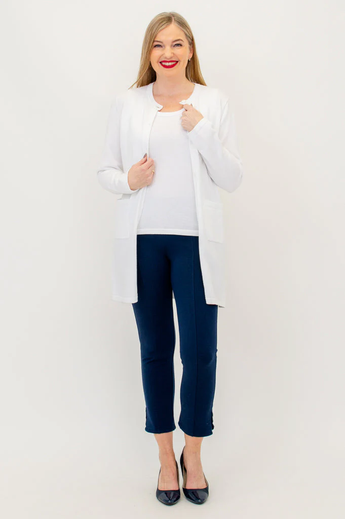 Tommy Cardigan, White, Cotton - Final Sale - Image 3