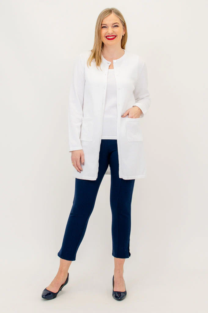 Tommy Cardigan, White, Cotton - Final Sale - Image 5