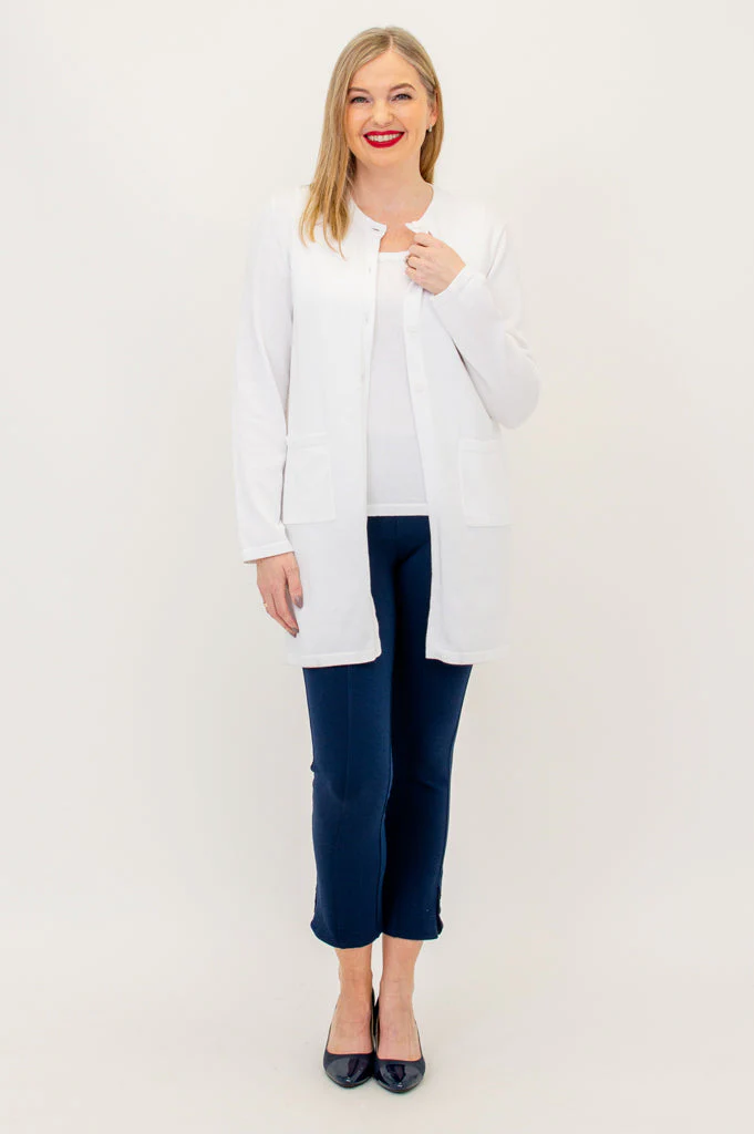 Tommy Cardigan, White, Cotton - Final Sale - Image 6